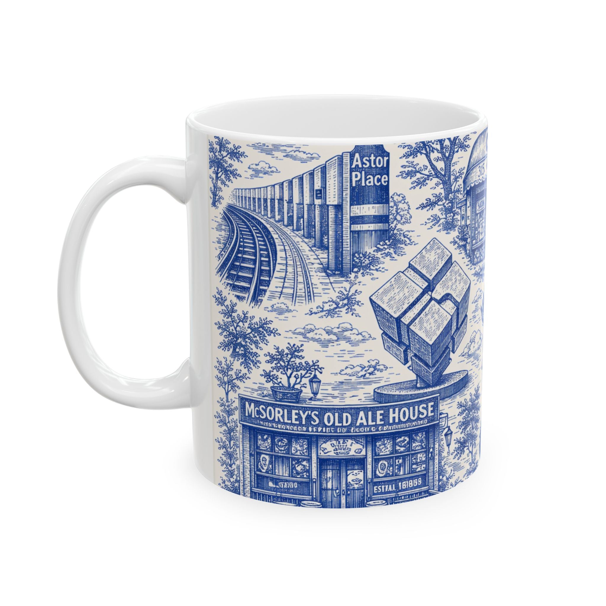 East Village Blue Toile de Jouy Mug | NYC Chinoiserie Ceramic Mug