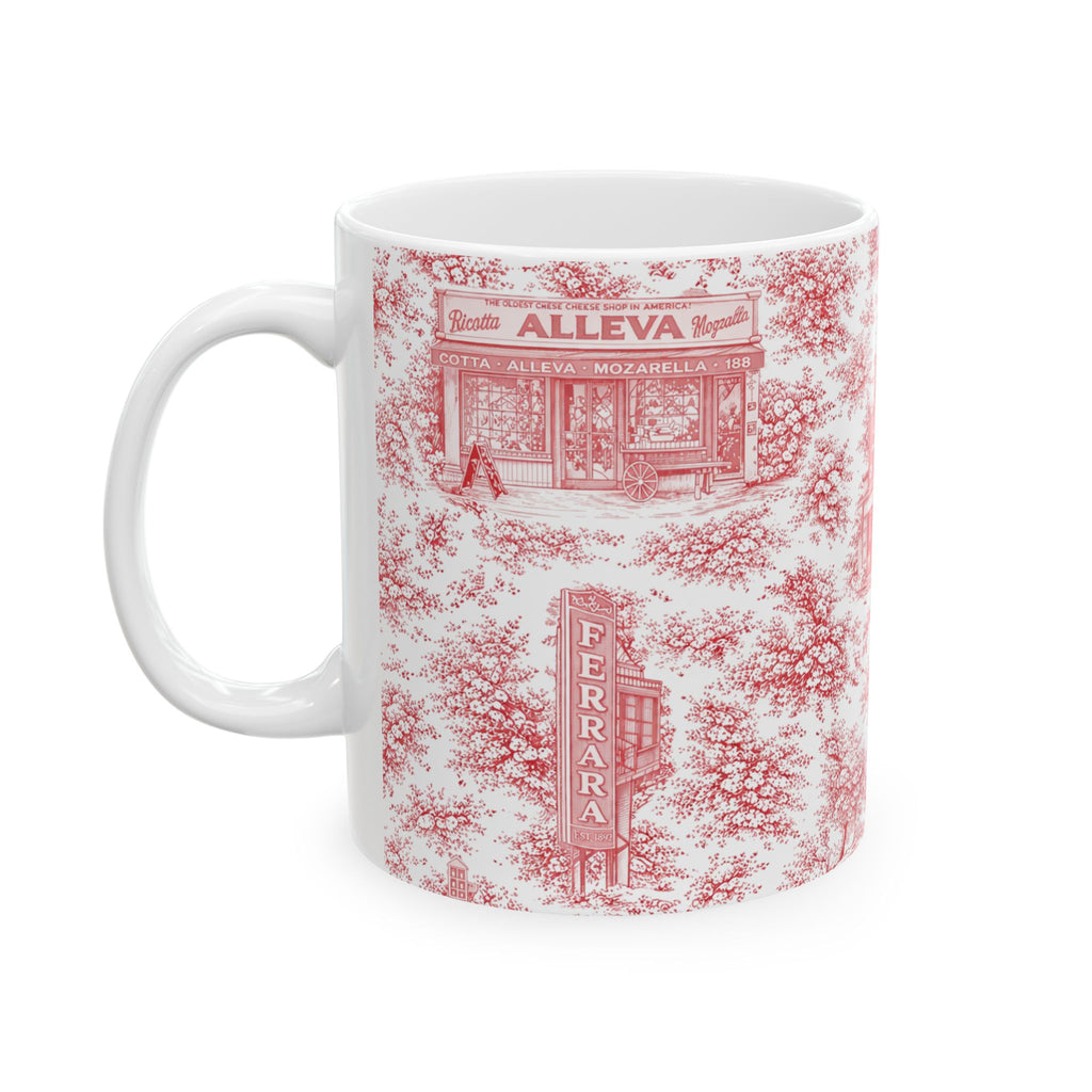 Little Italy Red Toile Cityscape Mug | NYC Chinoiserie Ceramic Coffee Cup