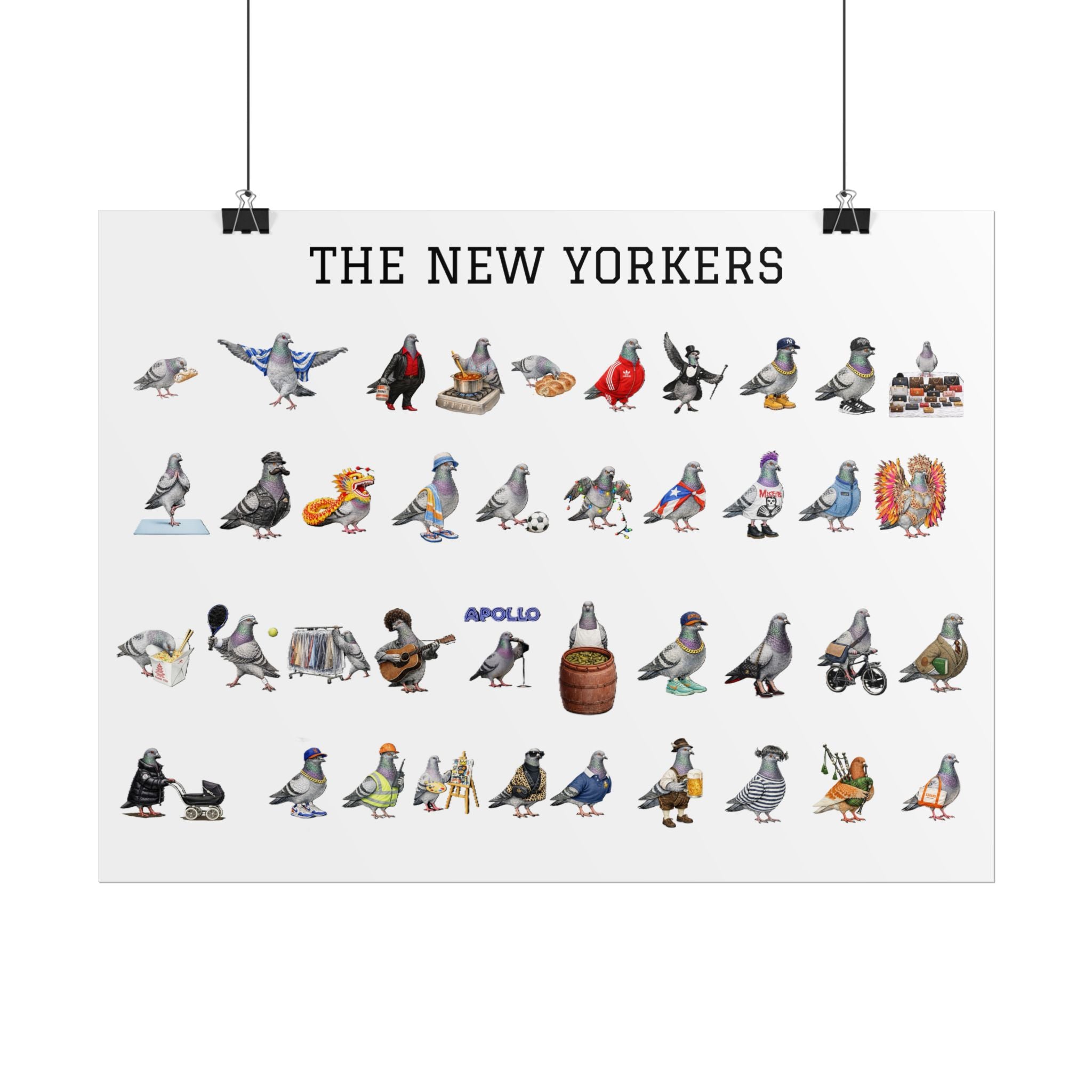 The New Yorkers Neighborhood Pigeons Rolled Poster | NYC Pigeon Gift for Bird Lovers