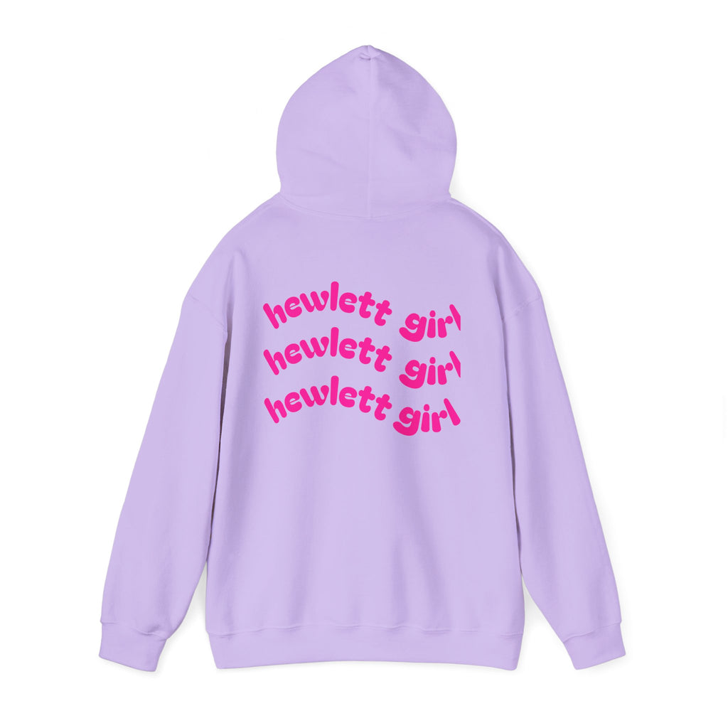 Hewlett Girl Hoodie – Retro Pink Wave Back Print Hooded Sweatshirt