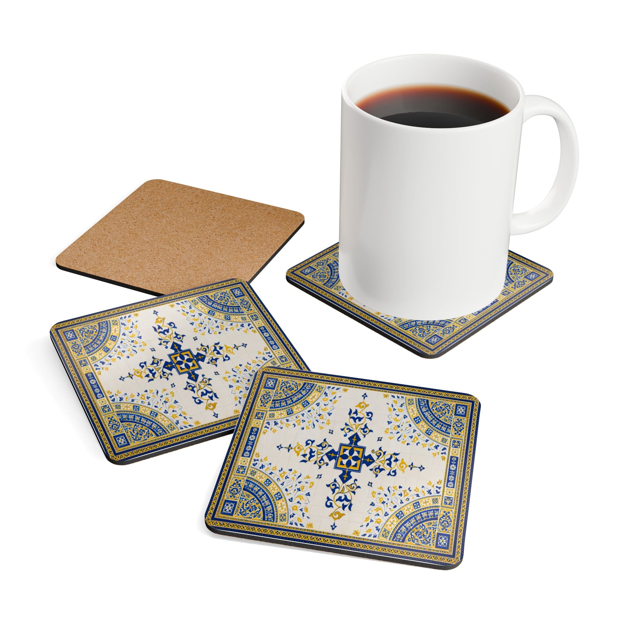 Posavasos de corcho con azulejos de la Fuente de Bethesda | Juego de 4 posavasos de corcho con la arcada de la Terraza Bethesda de Central Park