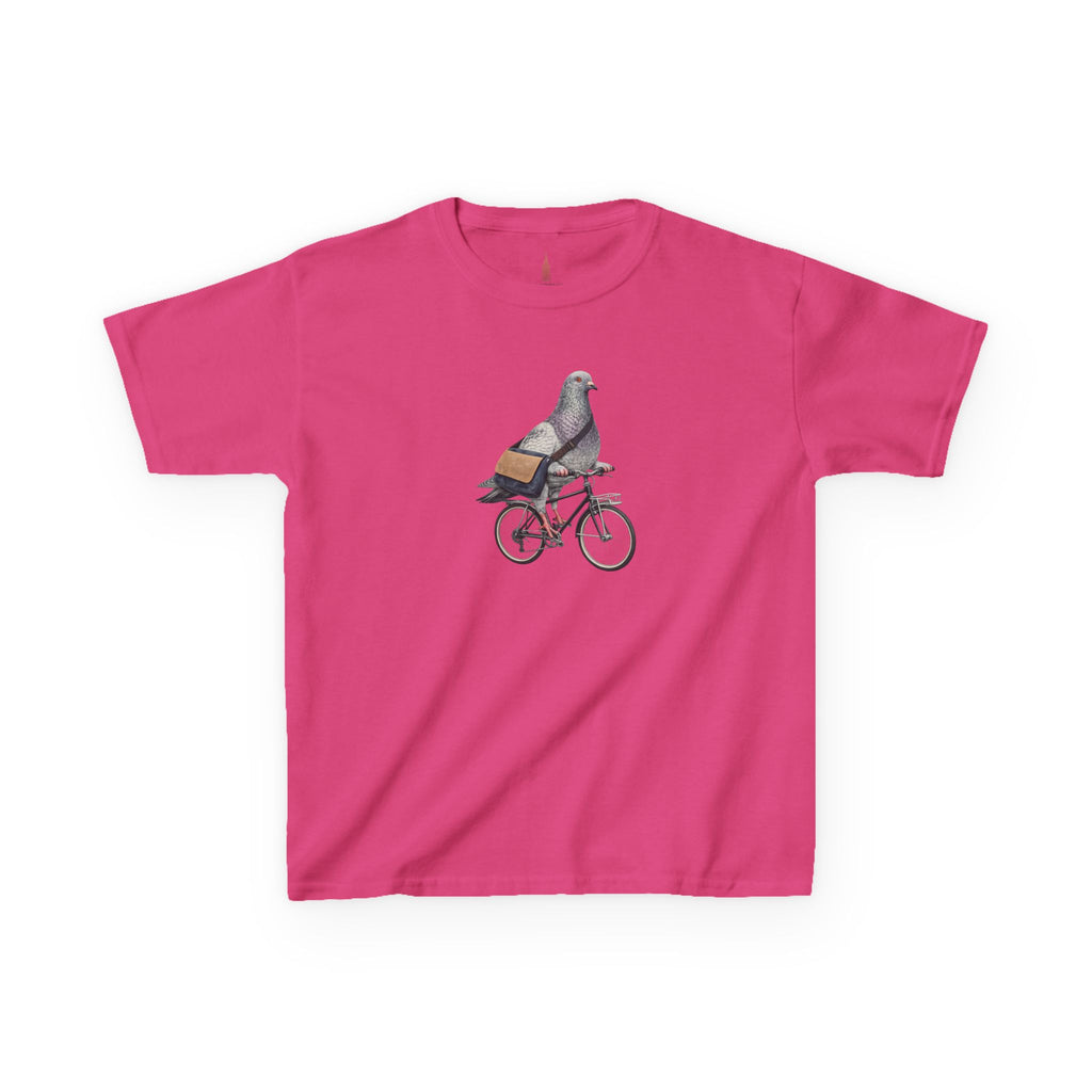 Camiseta personalizable para niños "Pigeon Bike Rider" en Midtown NYC — Bonita camiseta de ciclista con pájaro para niños