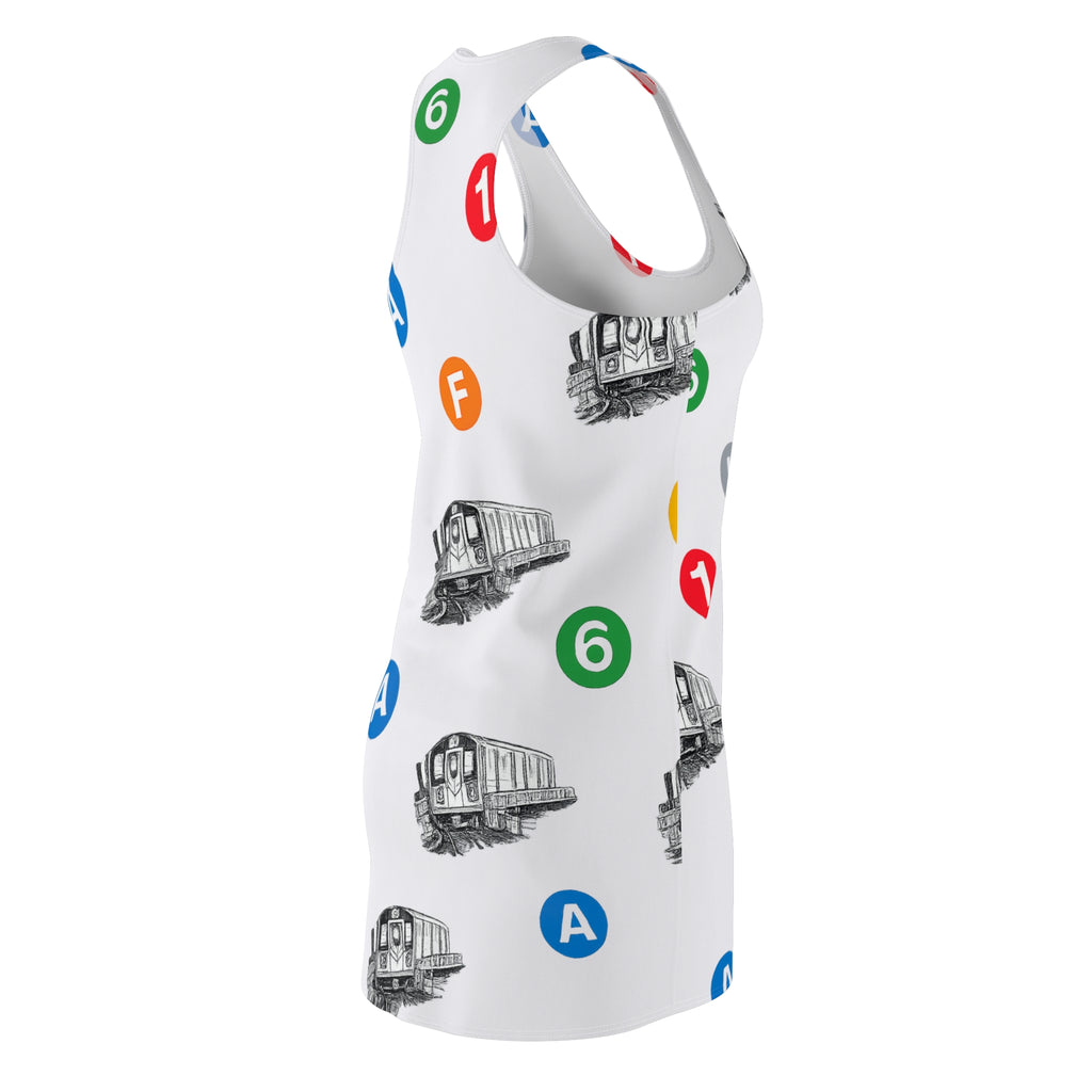 NYC Subway Line Icons Racerback Dress — New York Train Swim Cover-up