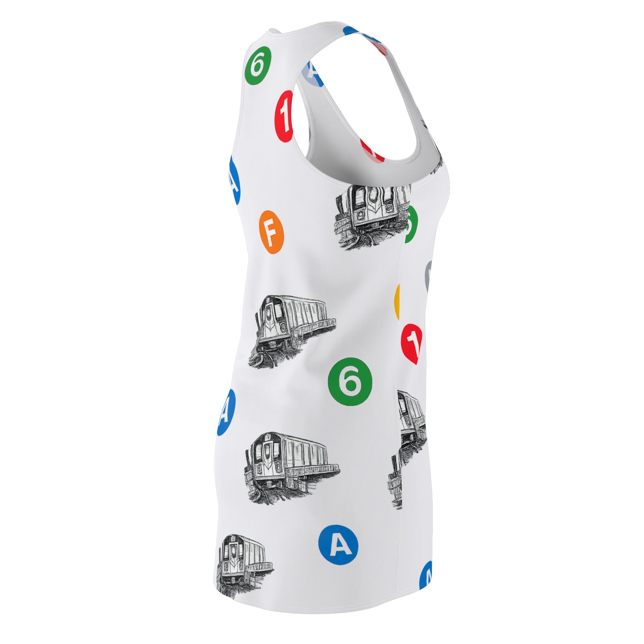 Vestido nadador con íconos de las líneas del metro de Nueva York - Cubrebañador con el tren de Nueva York