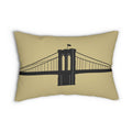Brooklyn Bridge Silhouette Lumbar Pillow — Neutral Cityscape Decorative Pillow