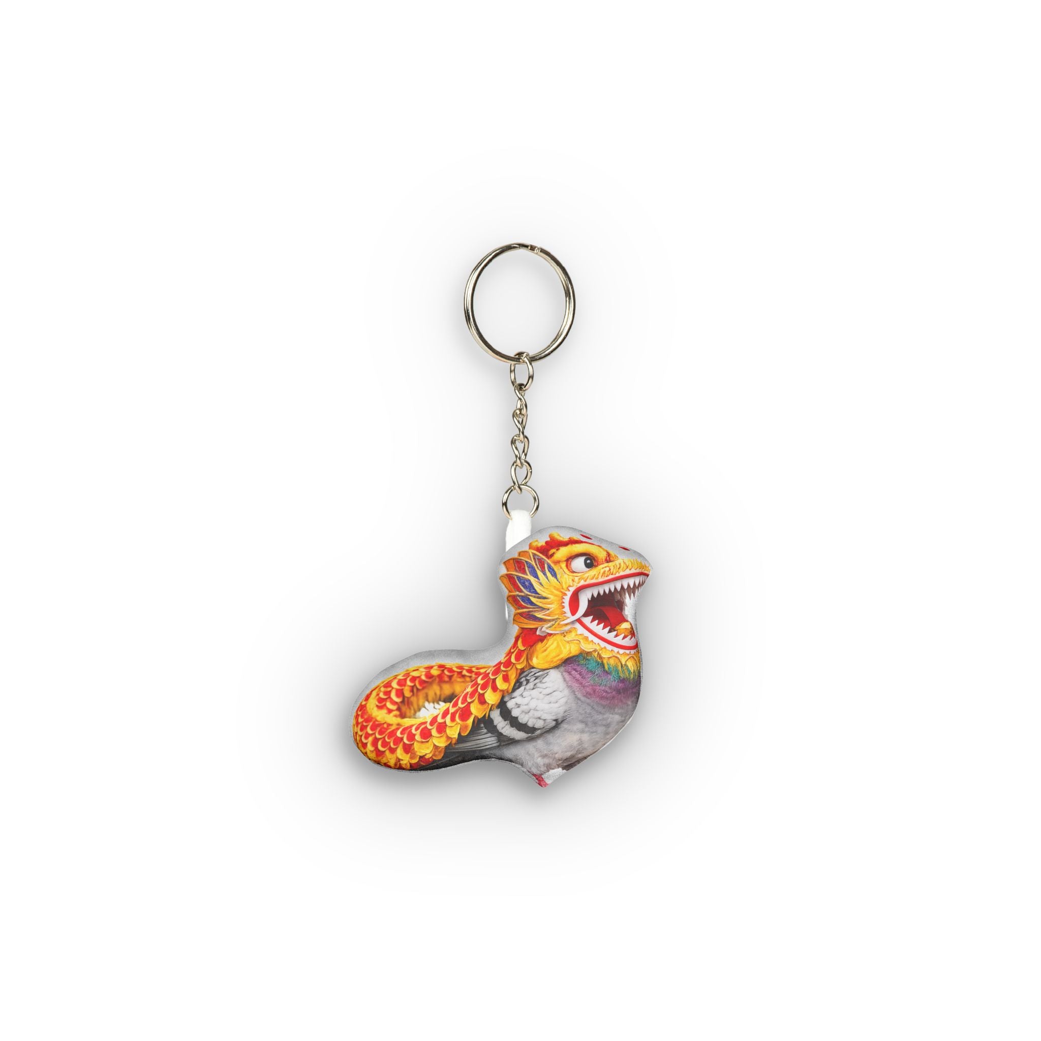 Chinatown NYC Pigeon Mini Plush Keychain | Chinese New Year Parade Dragon Bird Lovers Plushie Bag Charm