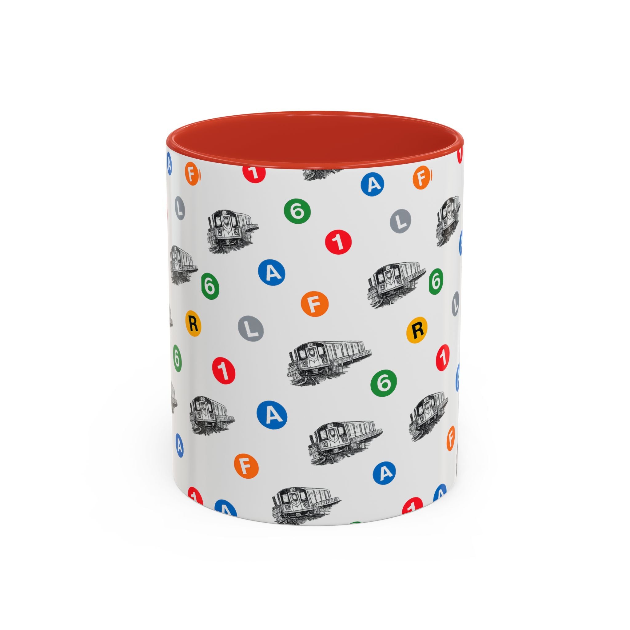 New York Subway Train Transit Icons Mug | NYC Metro Subway Pattern Accent Coffee Tea Mug 11oz