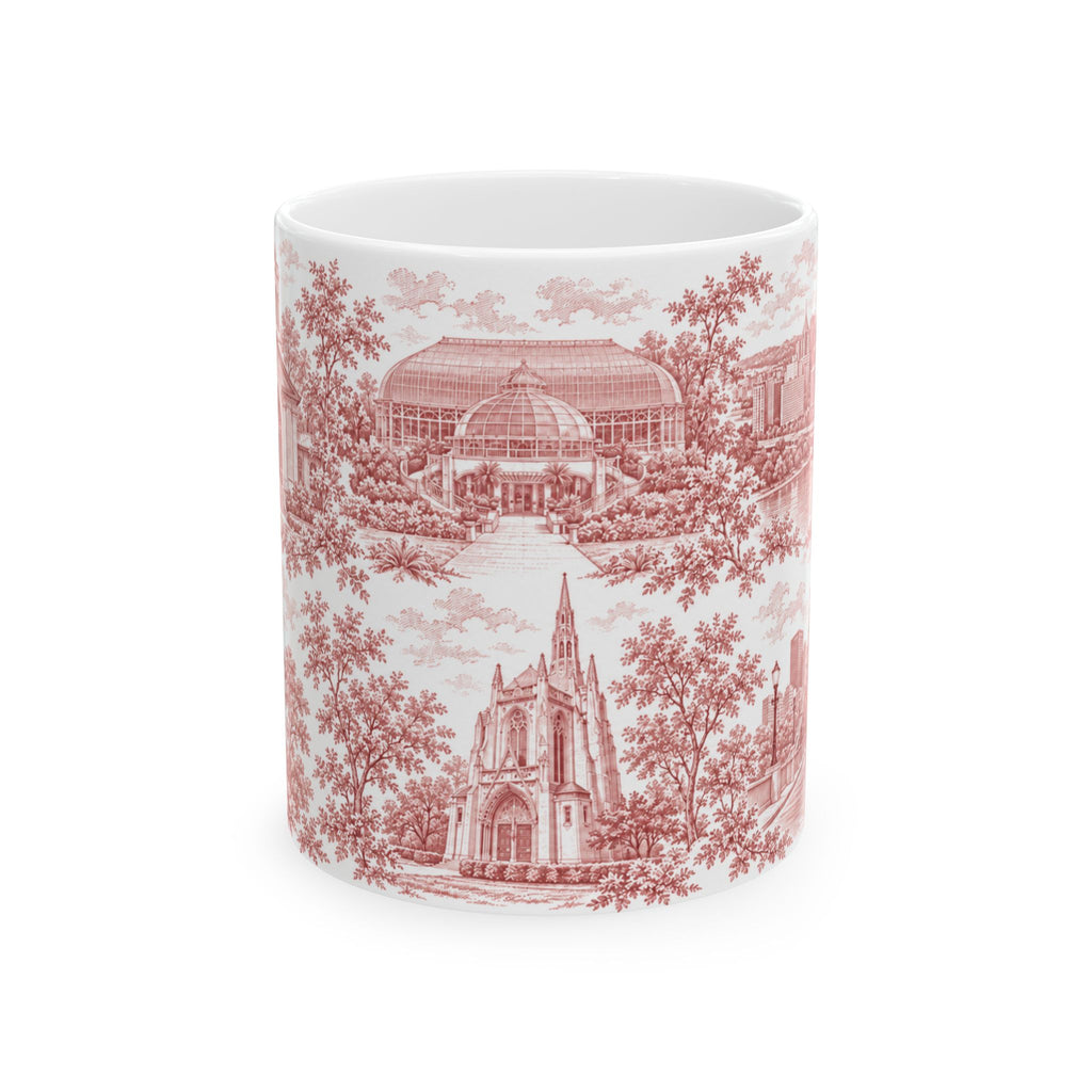 Pittsburgh Red Toile de Jouy Ceramic Mug — Pennsylavania Chinoiserie 11oz