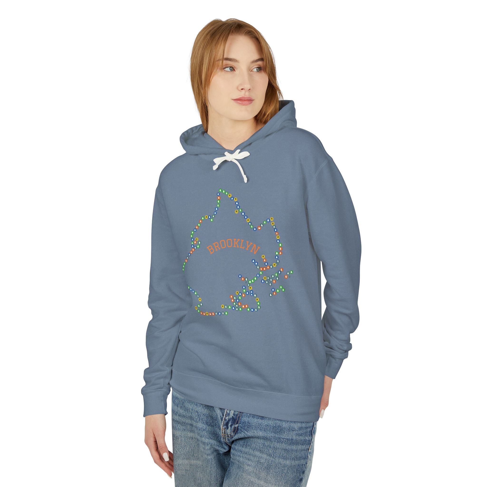 Sudadera con capucha del metro de Brooklyn | Sudadera con capucha con el contorno del distrito de Nueva York