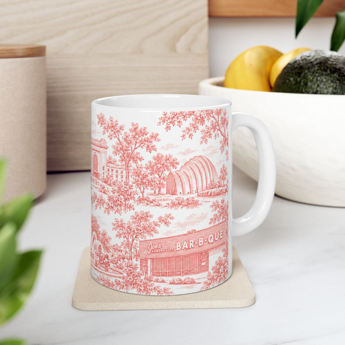 Kansas City Red Toile de Jouy 11oz Ceramic Mug