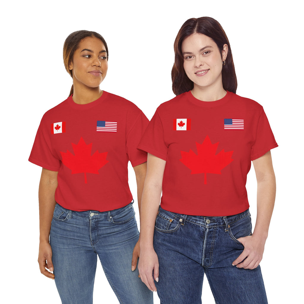 Canadian-American Maple Leaf Soccer T-Shirt | Canadian Flag Tee
