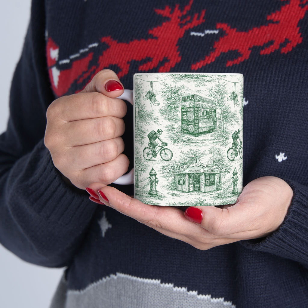 NYC Green Toile de Jouy Mug | ChinoiserieCeramic Mug