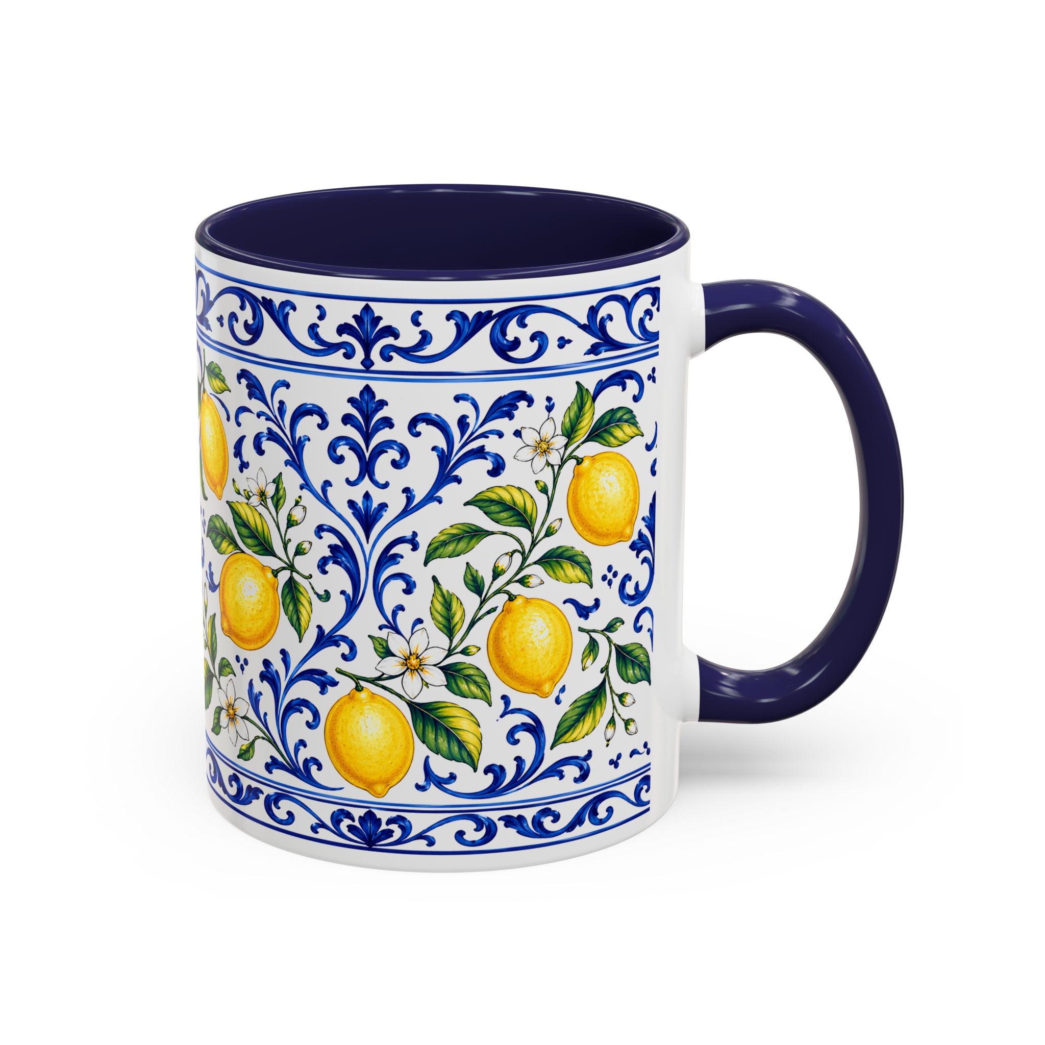 Little Italy Amalfi Blue with Lemon Mug — Blue Ceramic Kitchen Mug (11oz)
