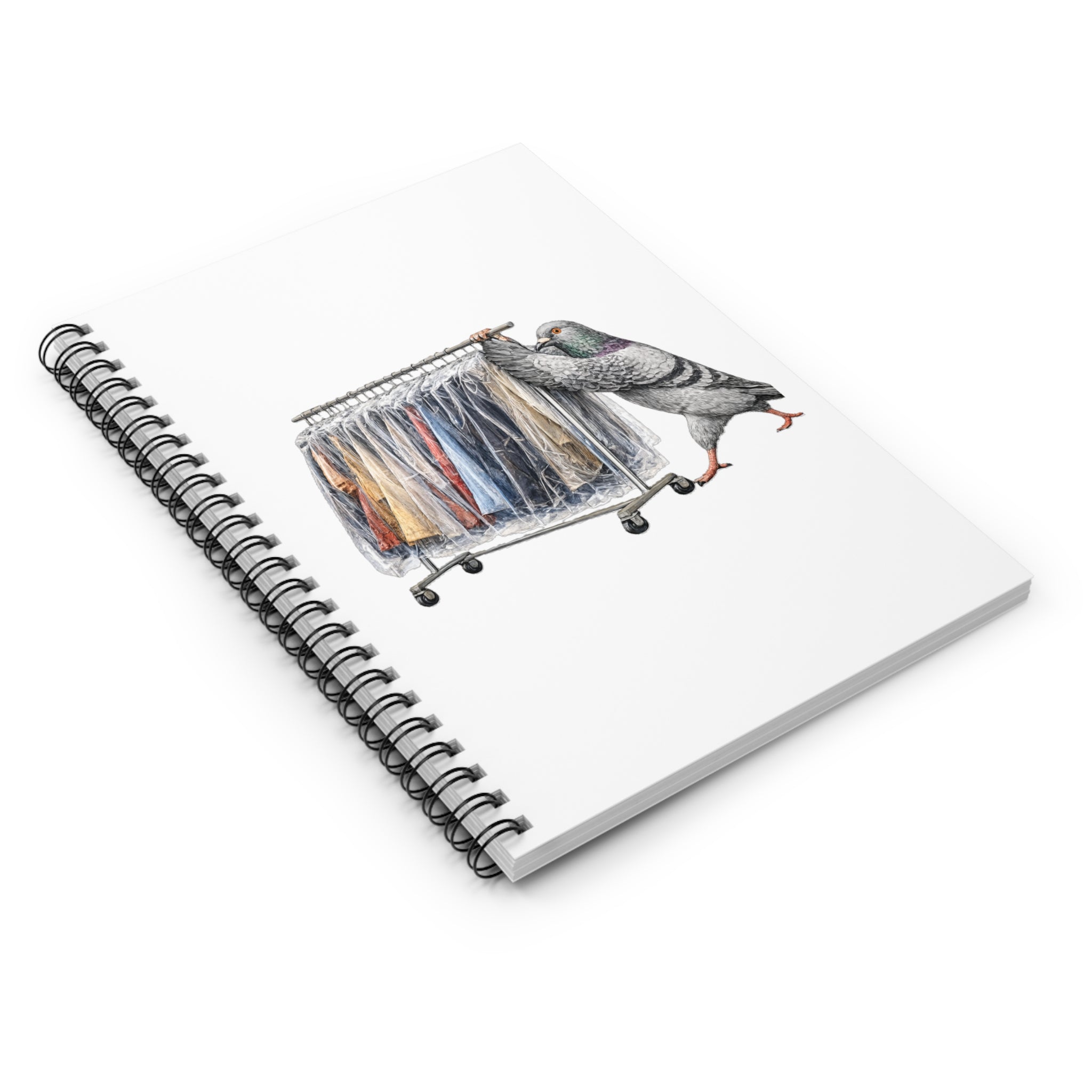 Customizable Garment District NYC Pigeon Spiral Journal | New York Fashion Industry Worker Bird Lovers Notebook