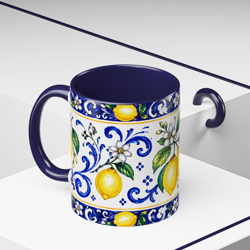 Little Italy Amalfi Blue with Lemon Mug — Blue Ceramic Kitchen Mug (11oz)