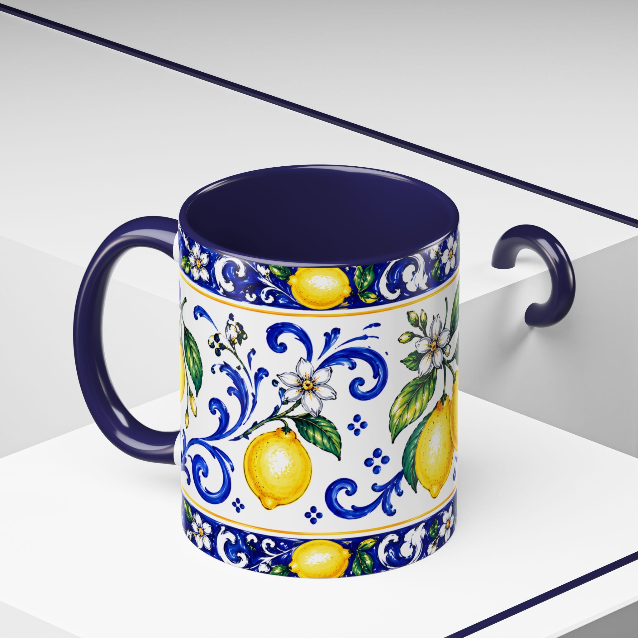 Little Italy Amalfi Blue with Lemon Mug — Blue Ceramic Kitchen Mug (11oz)