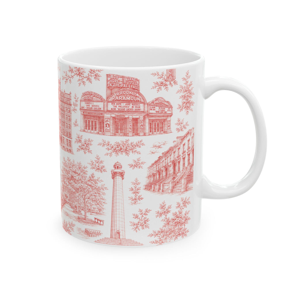 Fort Greene Red Toile de Jouy Mug | NYC Chinoiserie Ceramic Coffee Cup