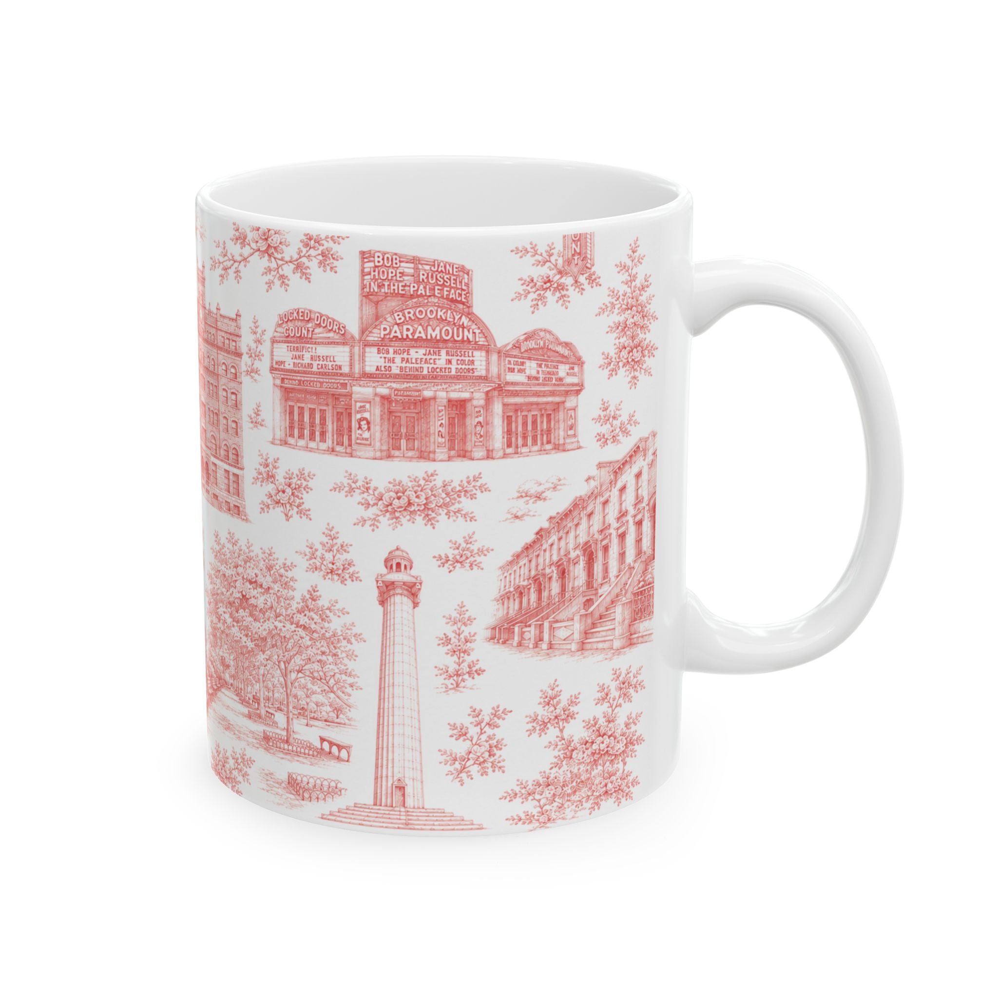 Fort Greene Red Toile de Jouy Mug | NYC Chinoiserie Ceramic Coffee Cup