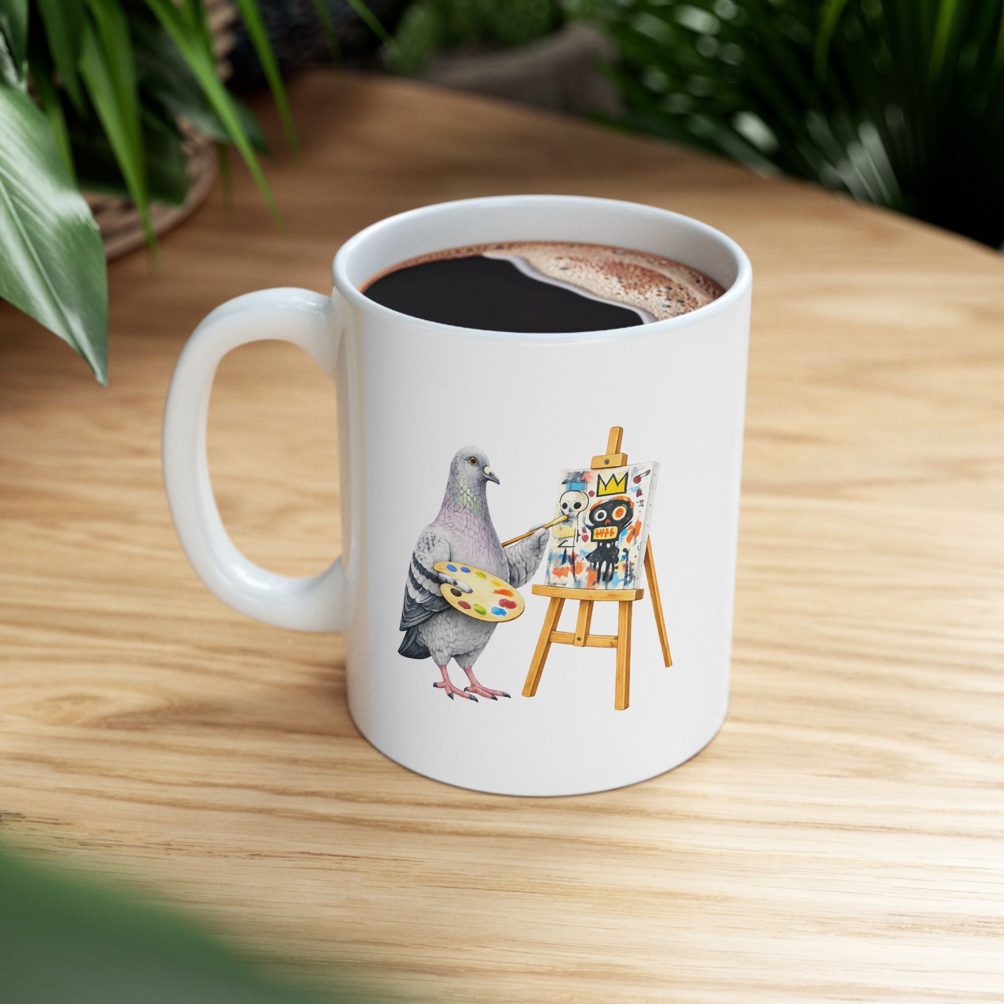 Customizable SoHo Artist NYC Pigeon Mug | New York City Artist Bird Lovers Ceramic Coffee Cup