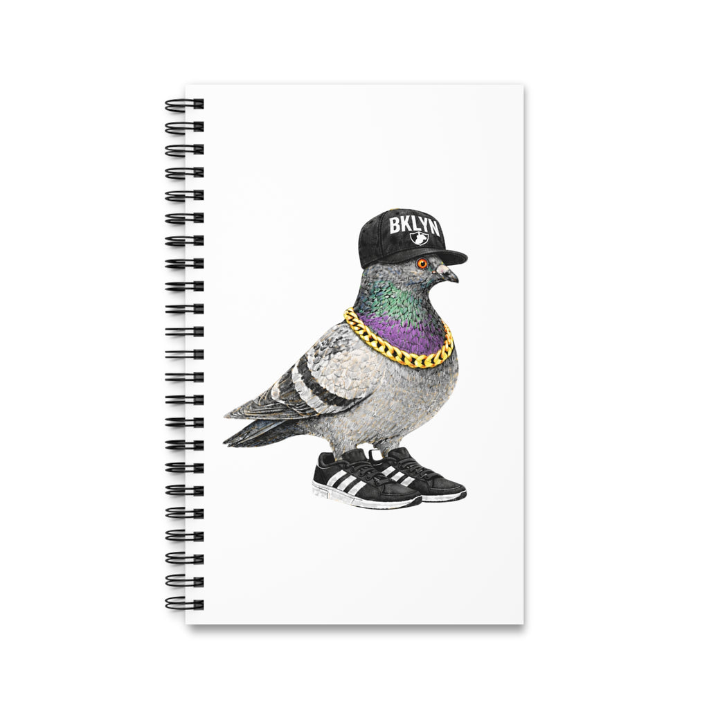Cuaderno espiral personalizable de palomas de Brooklyn, Nueva York | Cuaderno para amantes de las aves y el baloncesto de Nueva York