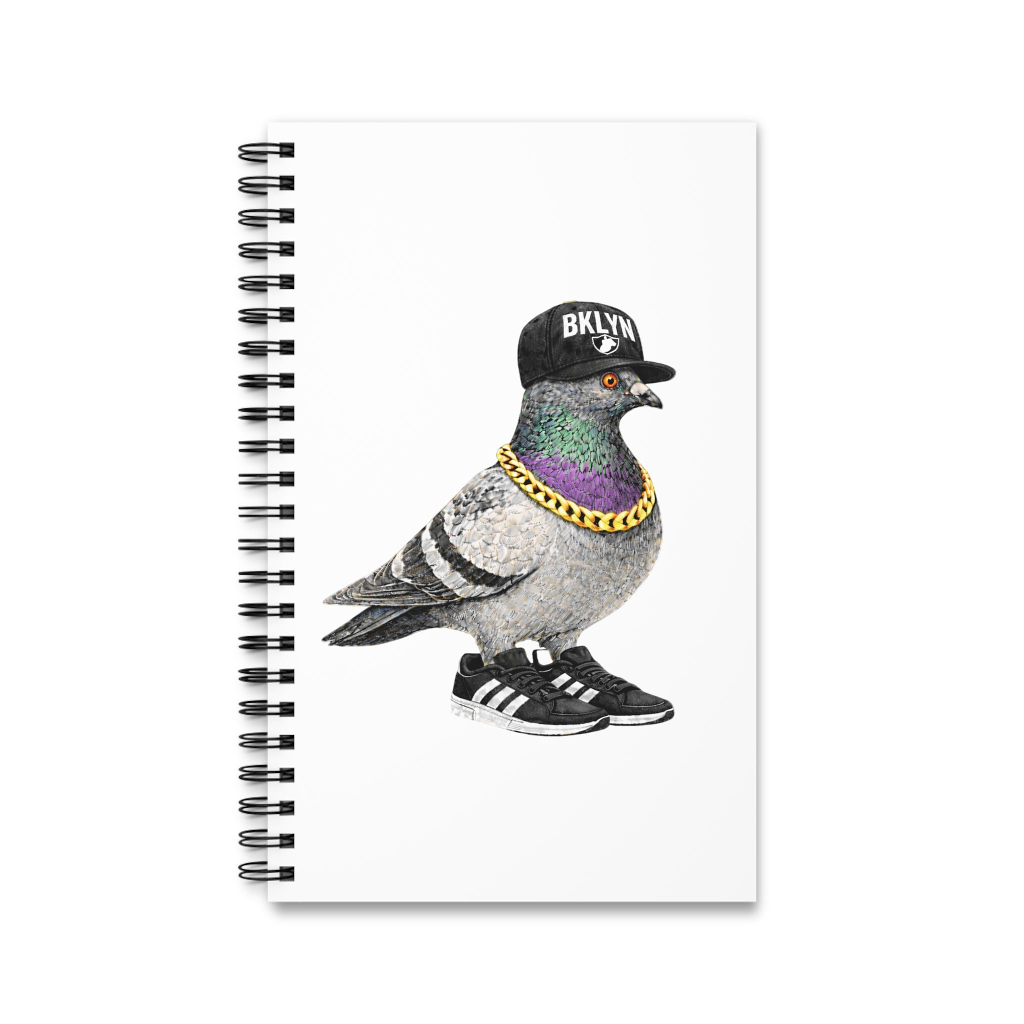 Cuaderno espiral personalizable de palomas de Brooklyn, Nueva York | Cuaderno para amantes de las aves y el baloncesto de Nueva York