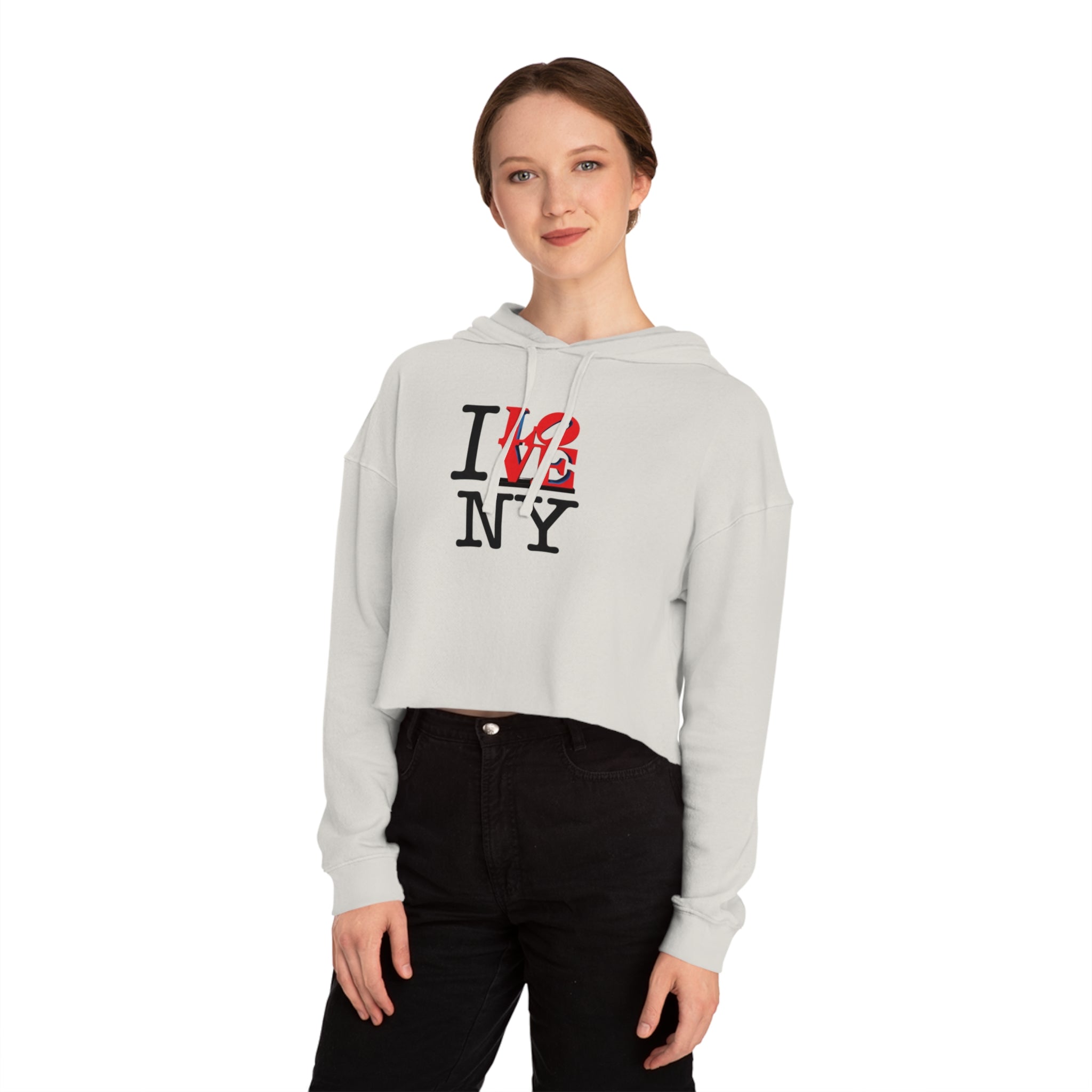 I LOVE NY Cropped Hoodie - New York Cropped Hooded Sweatshirt