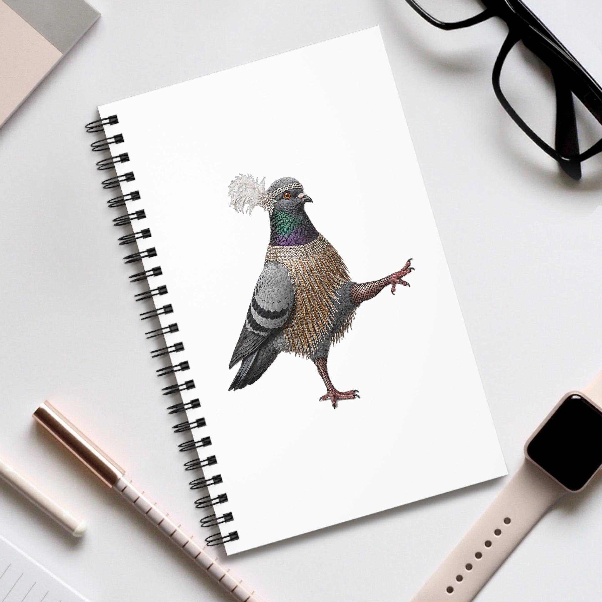 Customizable Rockefeller Center NYC Pigeon Spiral Journal | Bird Lovers Notebook