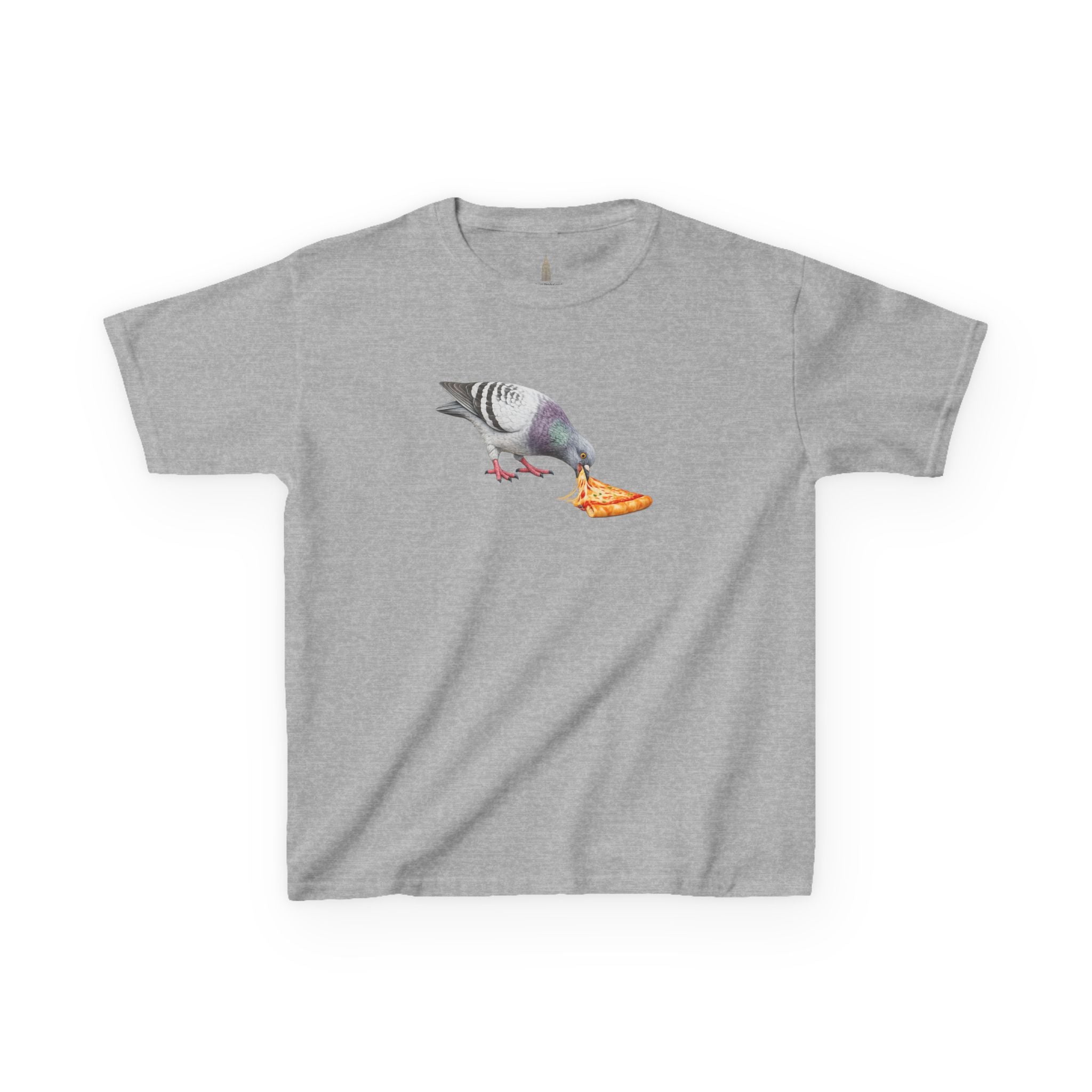Customizable Little Italy NYC Pigeon Kid Pizza Tee —  Cute Bird Pizza Lover T-Shirt for Children