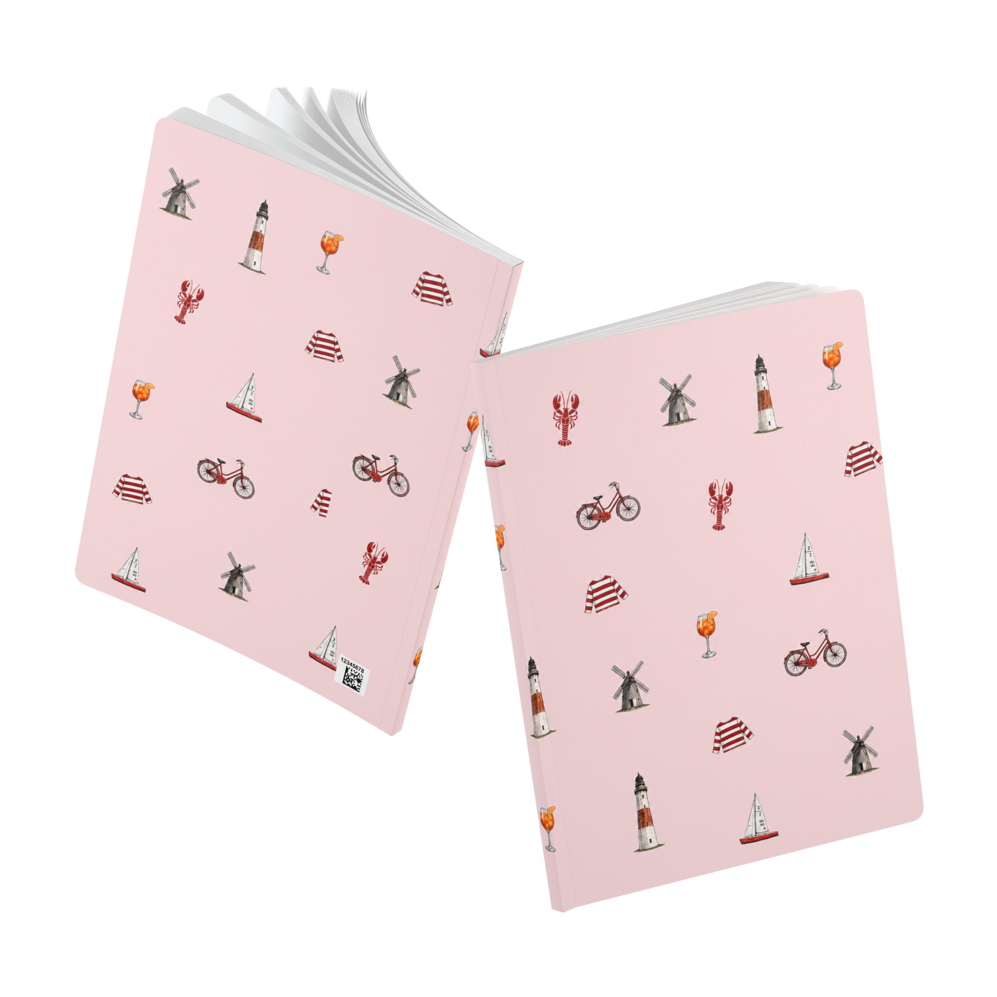 Icons of The Hamptons Pink Softcover Notebook