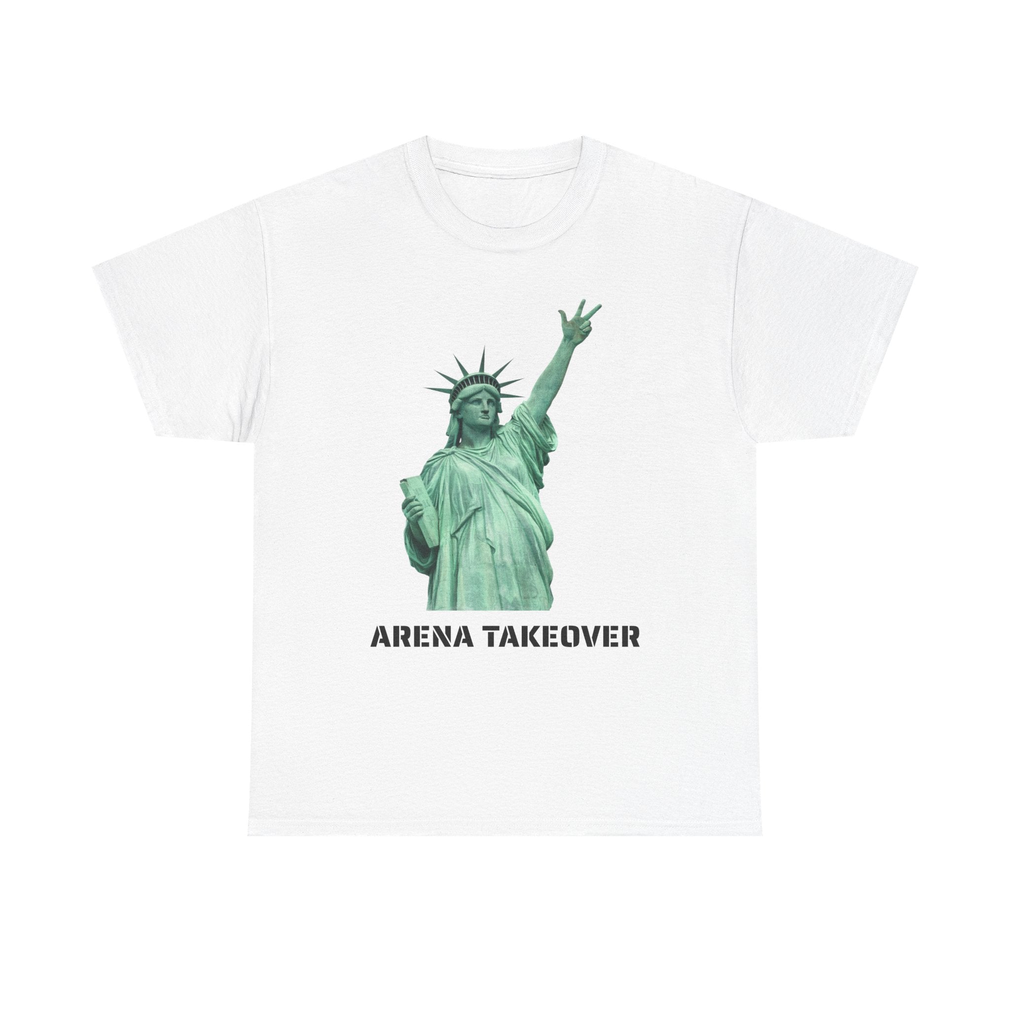 Arena Takeover Statue of Liberty Three Points T-Shirt | NYC Jalen Brunson Basketball 3 Point Shot Tee