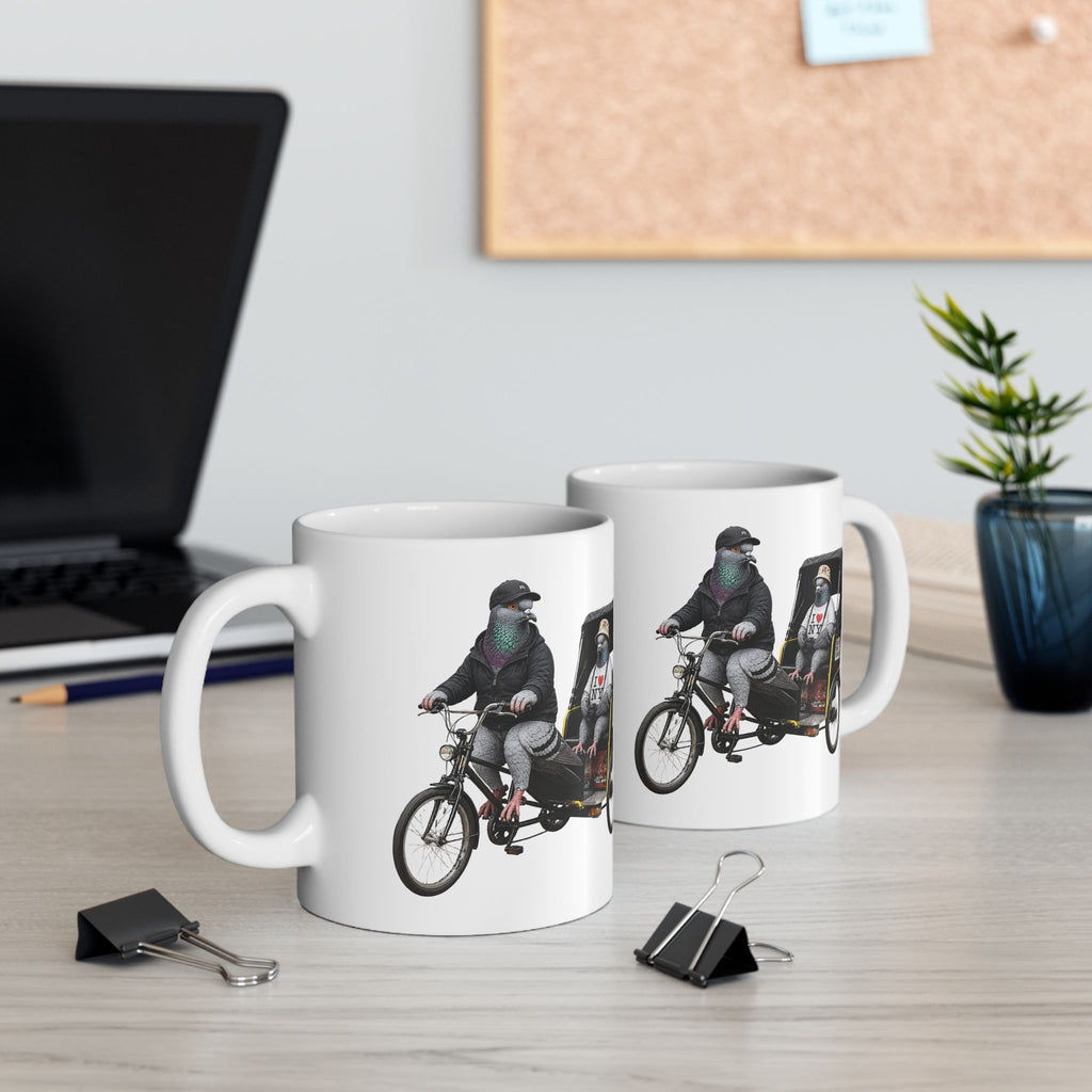 Customizable Times Square NYC Pigeon Mug | New York Bird Lovers Ceramic Coffee Cup