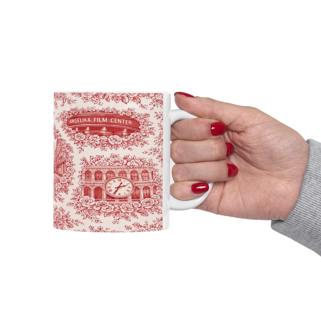 SoHo Red Toile de Jouy Mug | NYC Chinoiserie Ceramic Coffee Cup