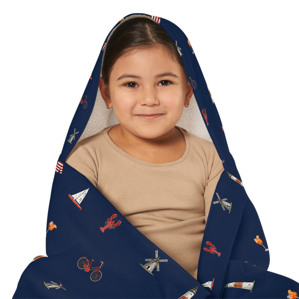 Icons of The Hamptons Navy Blue Hooded Kids Towel — Childrens Towel