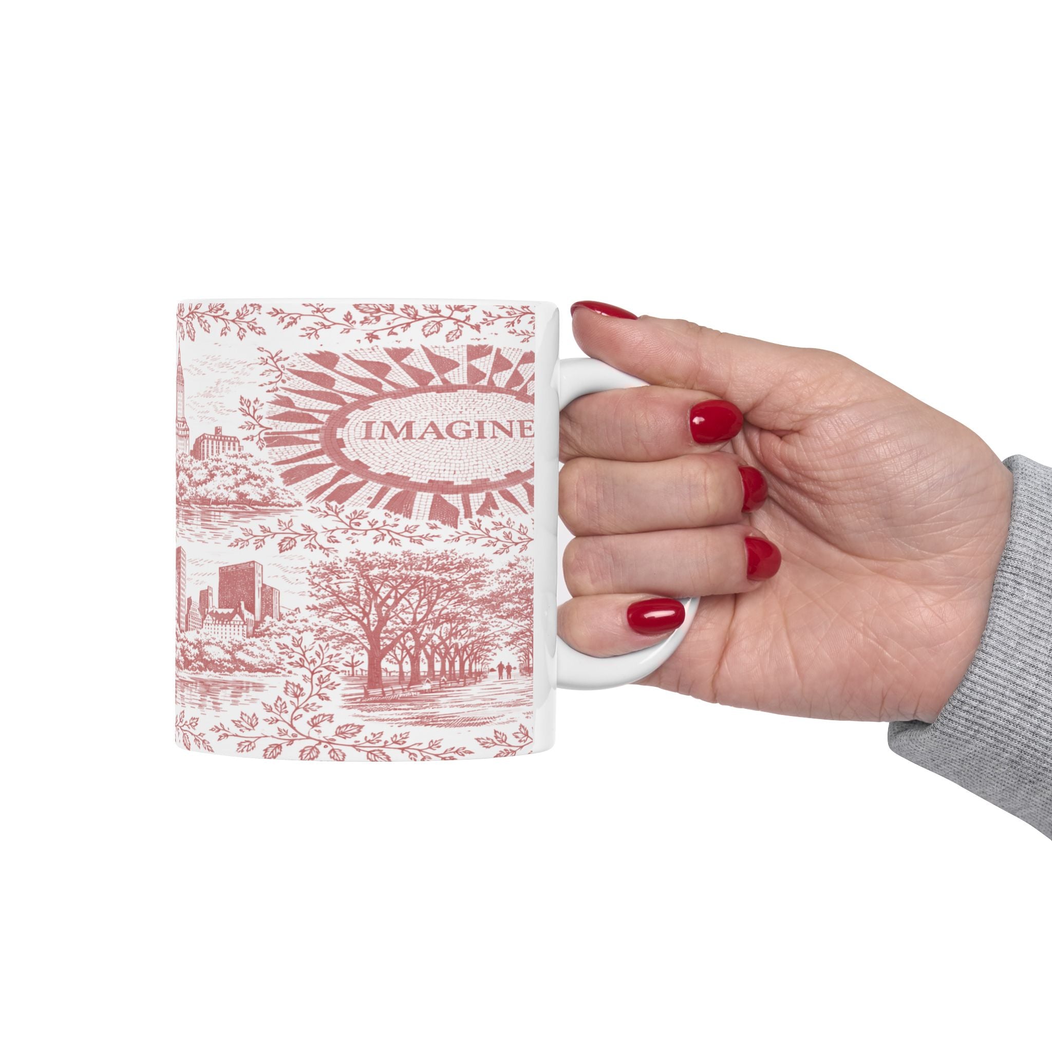 Central Park Red Toile de Jouy Mug | NYC Chinoiserie Ceramic Coffee Cup