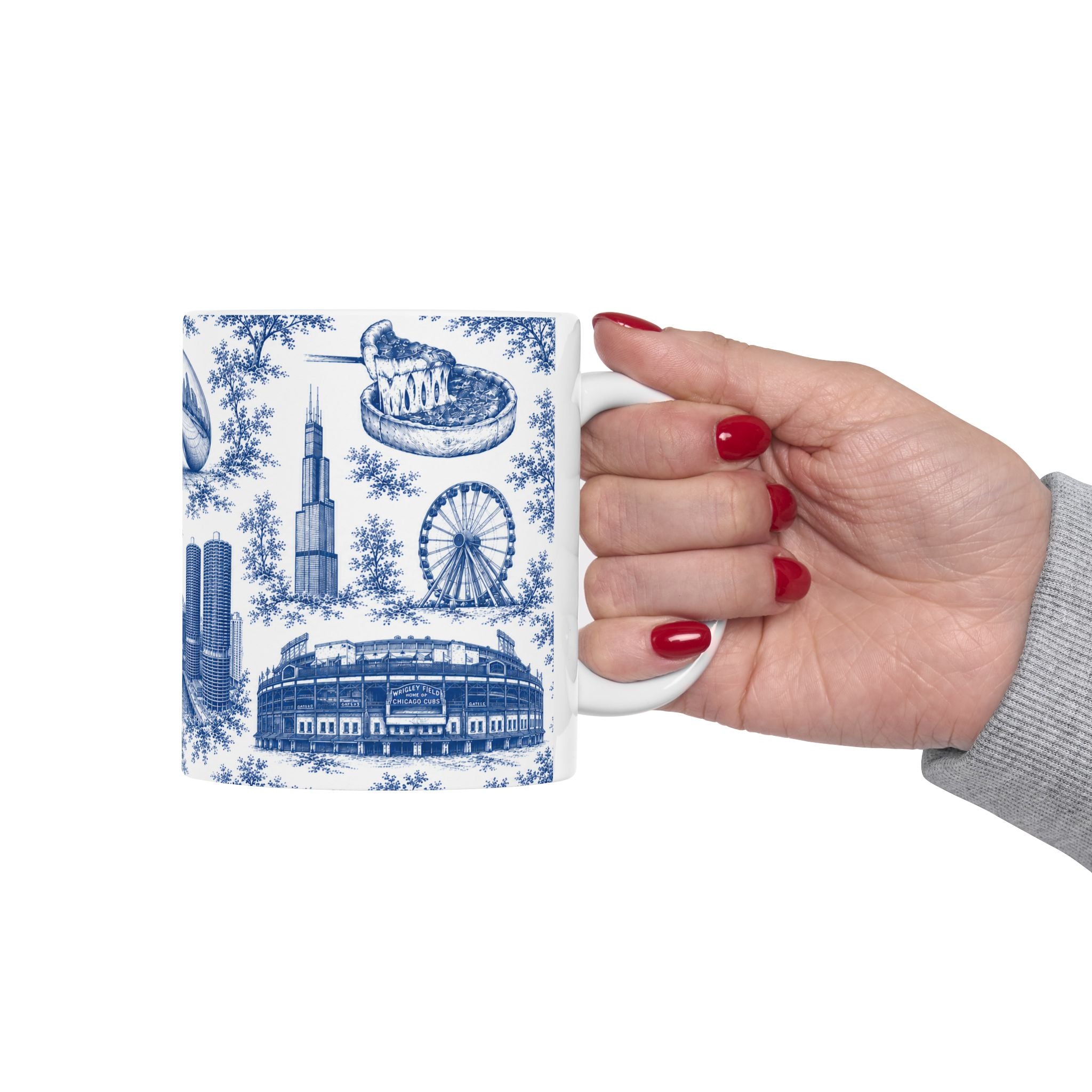 Chicago Blue Toile de Jouy Ceramic Mug (11oz)