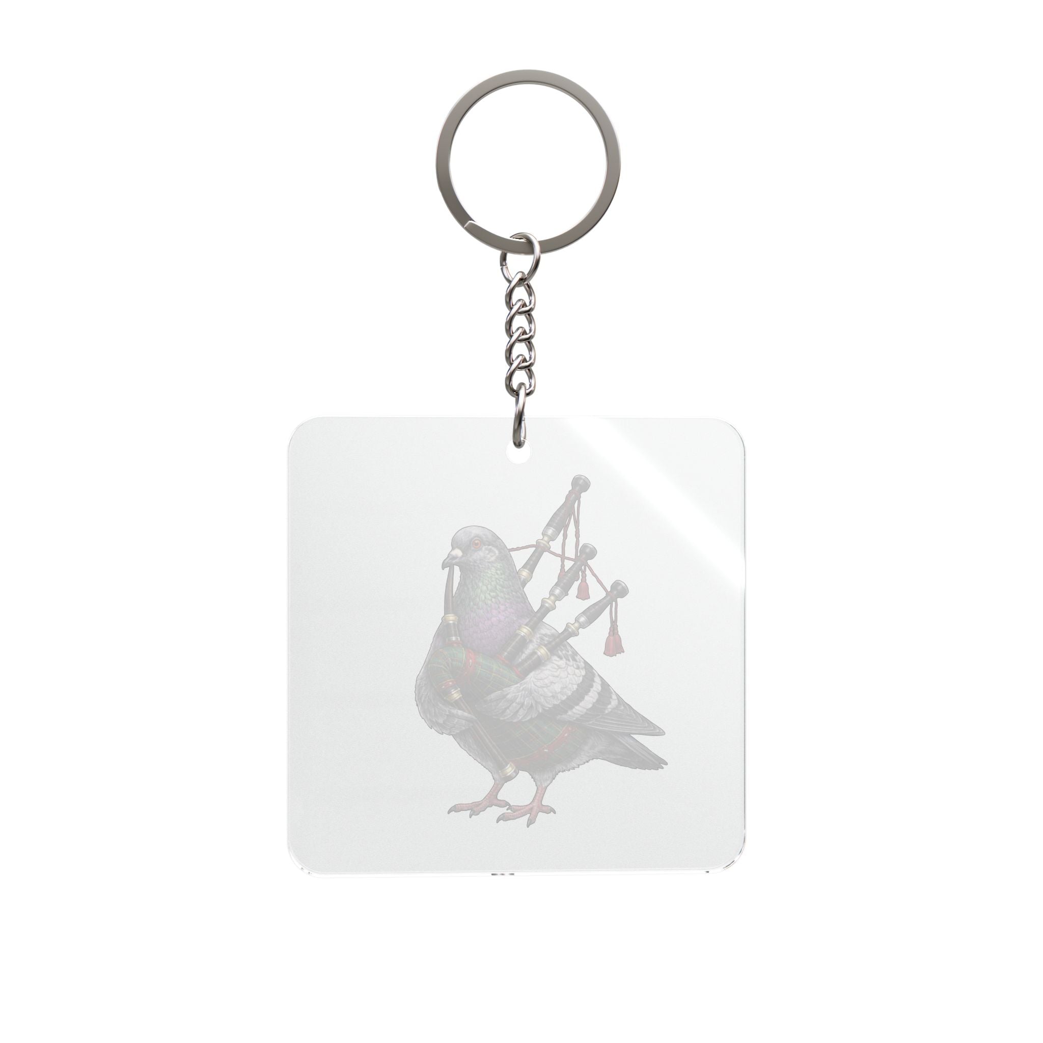 Customizable Woodlawn NYC Pigeon Square Keychain | Bronx Irish Bagpipes Bird Lovers Keyring Gift