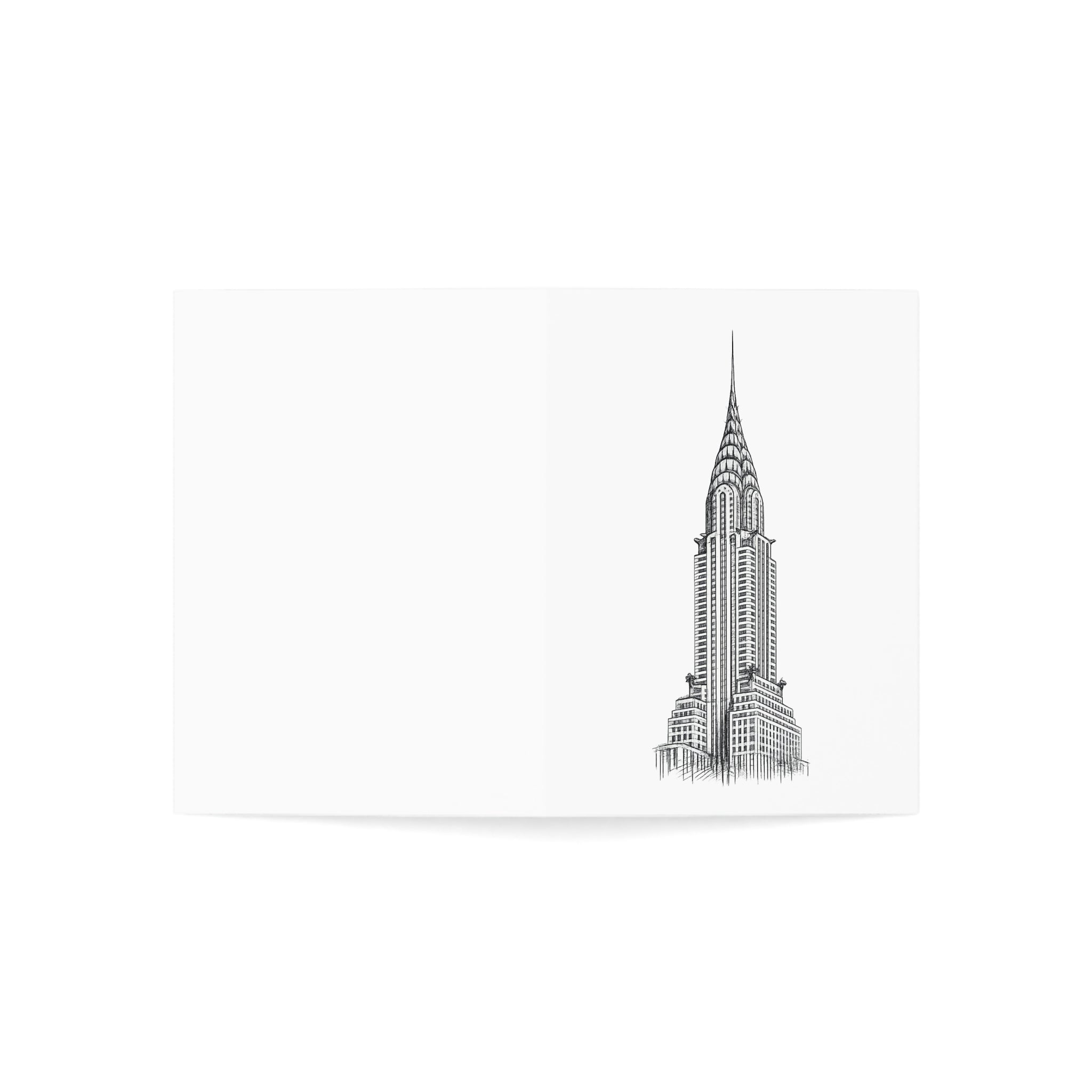 Chrysler Building Greeting Cards — Minimal Architectural Sketch Note Cards with Envelopes