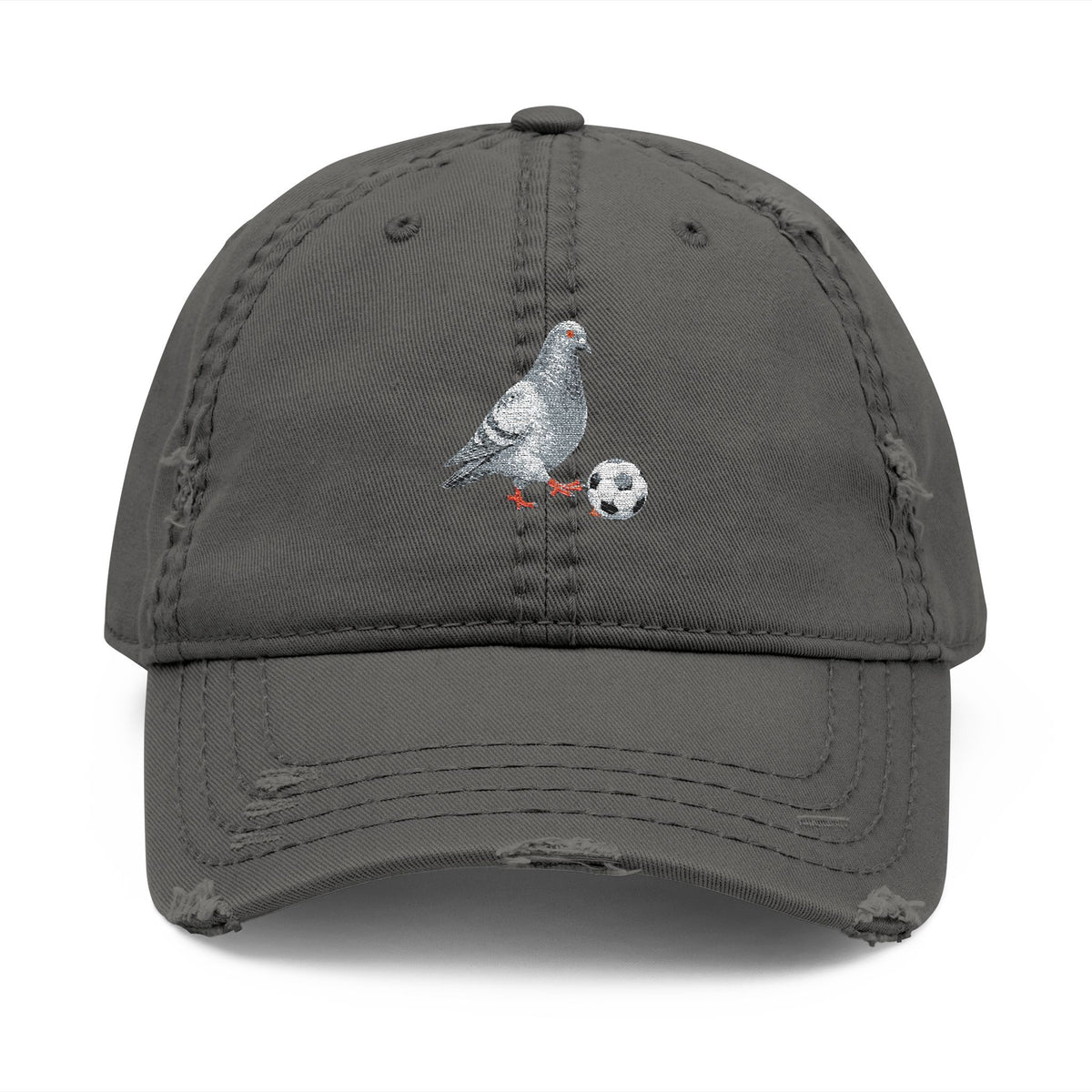 Corona NYC Pigeon Dad Hat – Distressed Embroidered New York Soccer Ball Cap