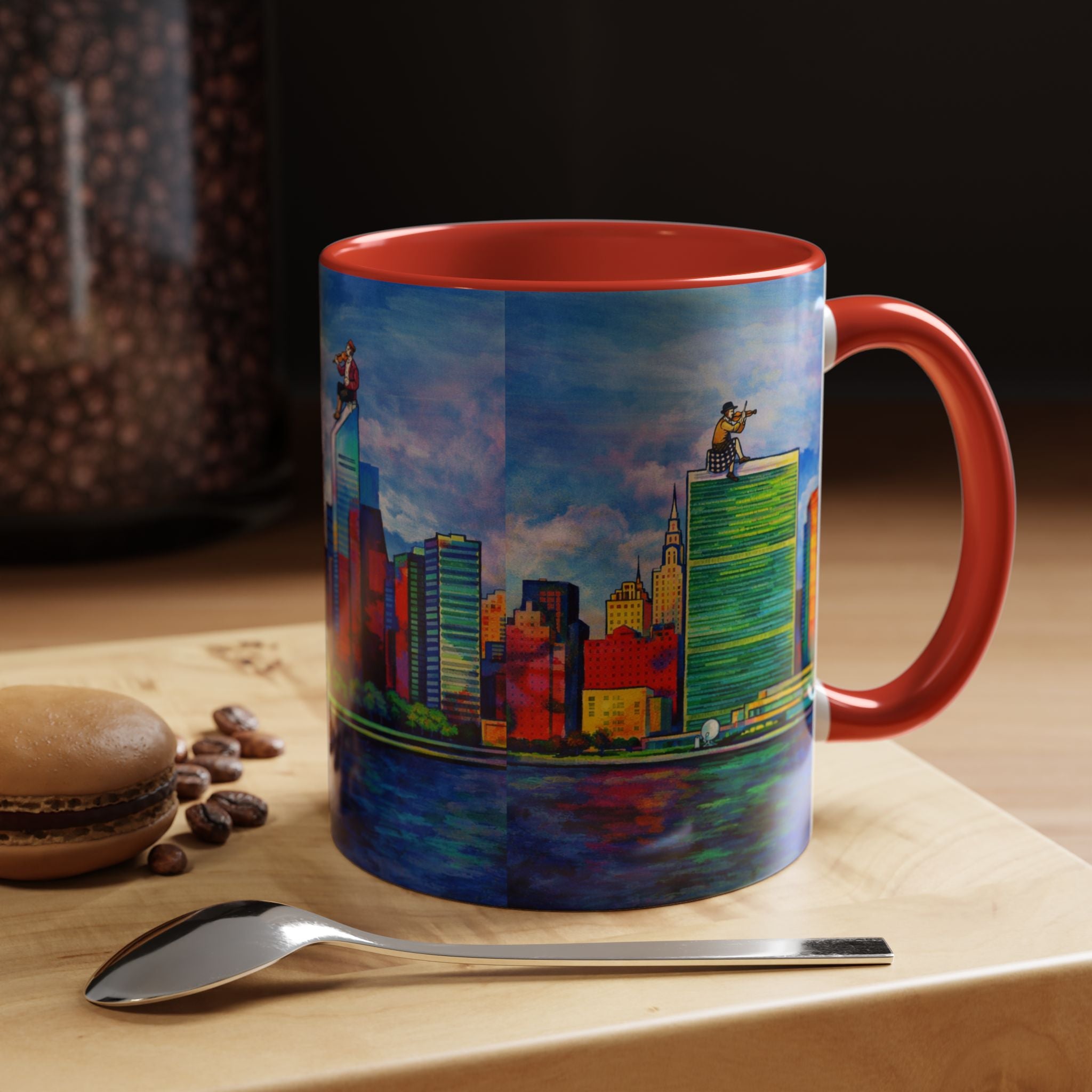 Fiddler on the Manhattan Roof  Marc Chagall-inspired Fan Art NYC Accent Coffee Mug