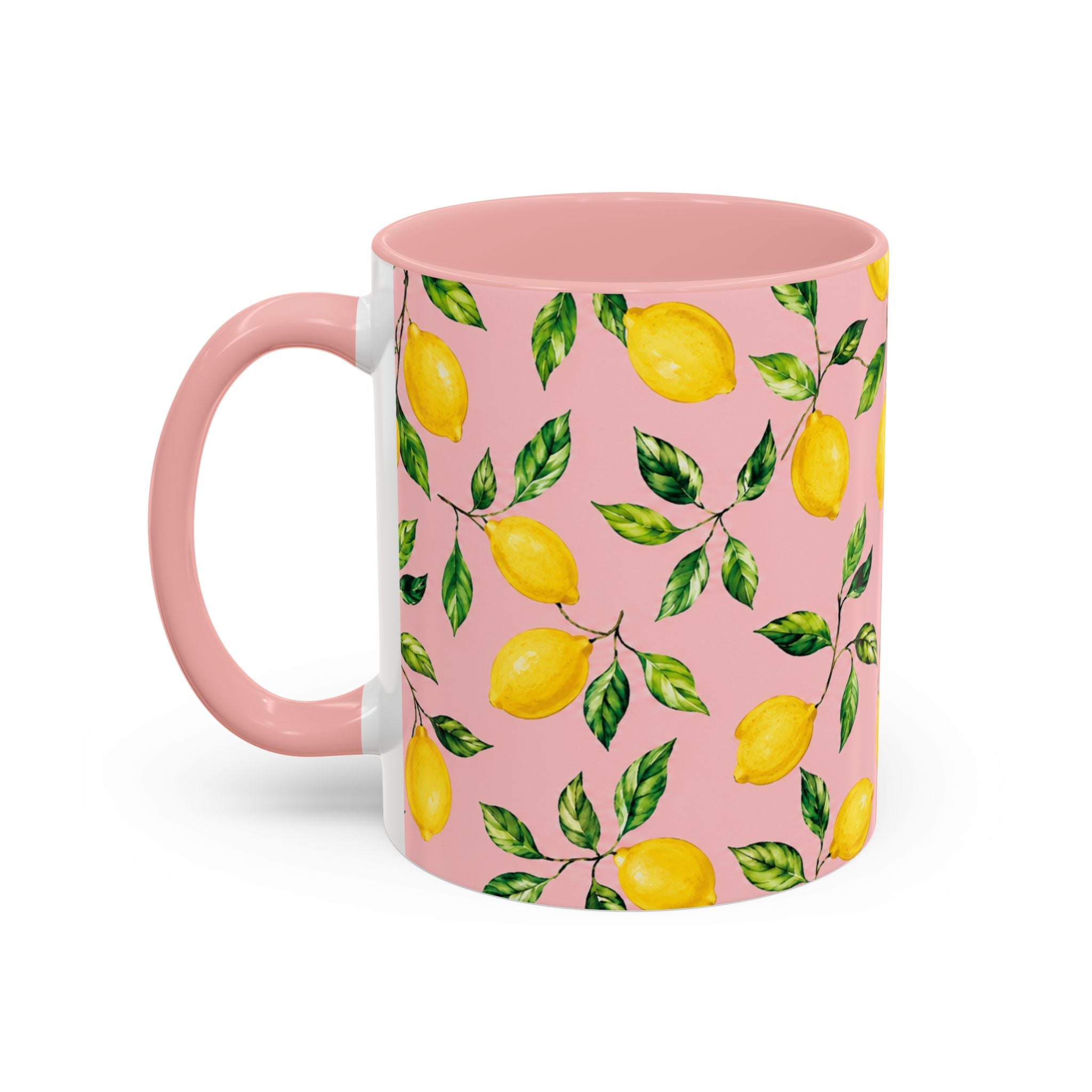 Little Italy Amalfi Pink Lemon Accent Mug — La Dolce Vita Ceramic Kitchen Mug (11oz)