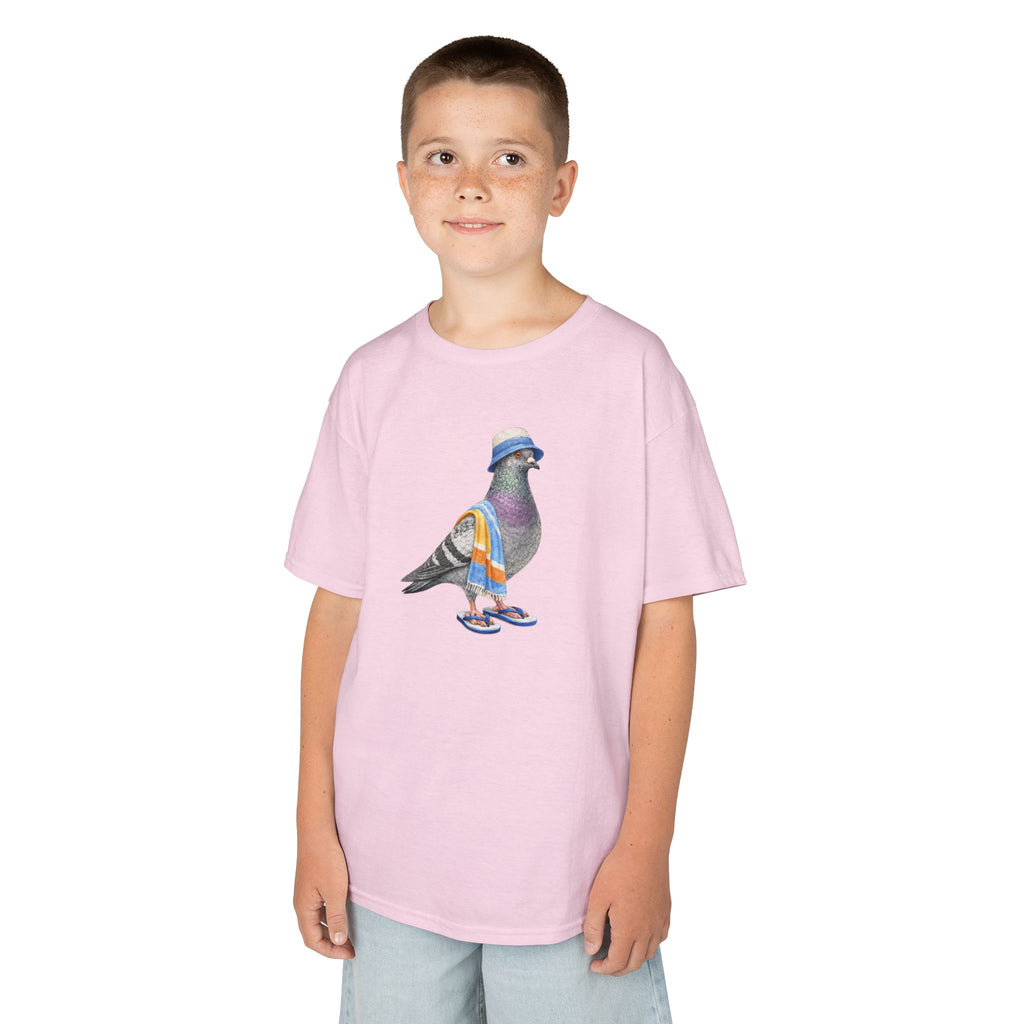 Customizable Coney Island NYC Pigeon Kid Tee —  Cute Bird Beach Bum T-Shirt for Children