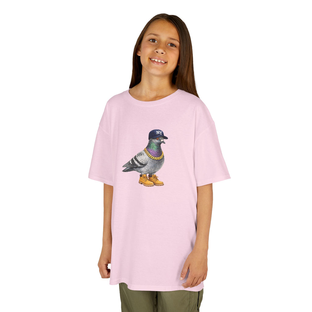 Camiseta infantil personalizable con paloma del Bronx de Nueva York — Camiseta con simpático pájaro aficionado al béisbol para niños