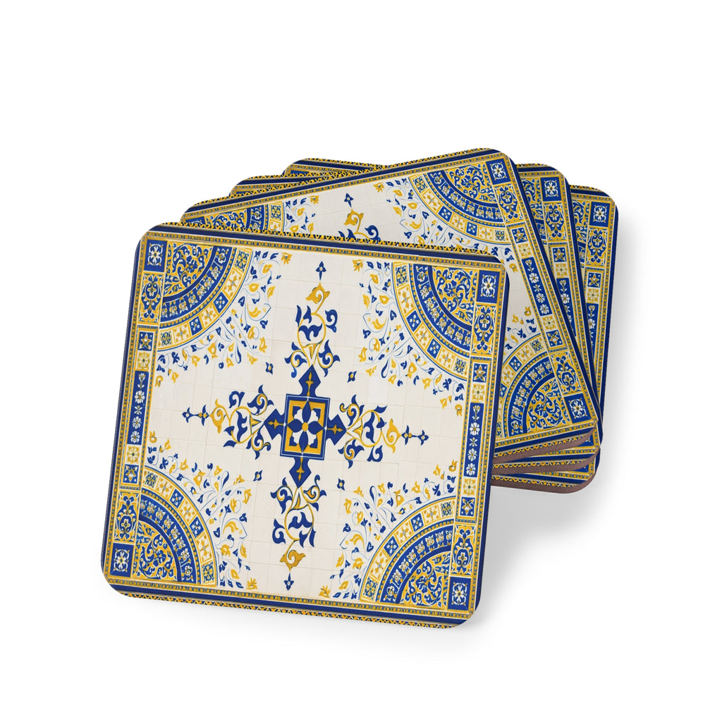 Dessous de verres en liège motif Bethesda Fountain Tile | Lot de 4 dessous de verres avec dos en liège, Arcade de Bethesda Terrace, Central Park