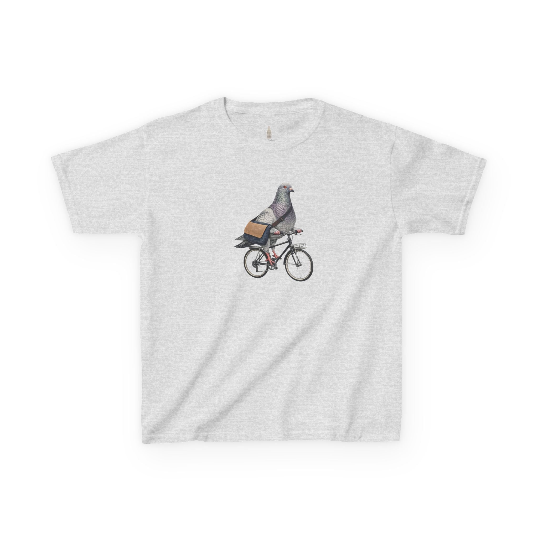 Camiseta personalizable para niños "Pigeon Bike Rider" en Midtown NYC — Bonita camiseta de ciclista con pájaro para niños