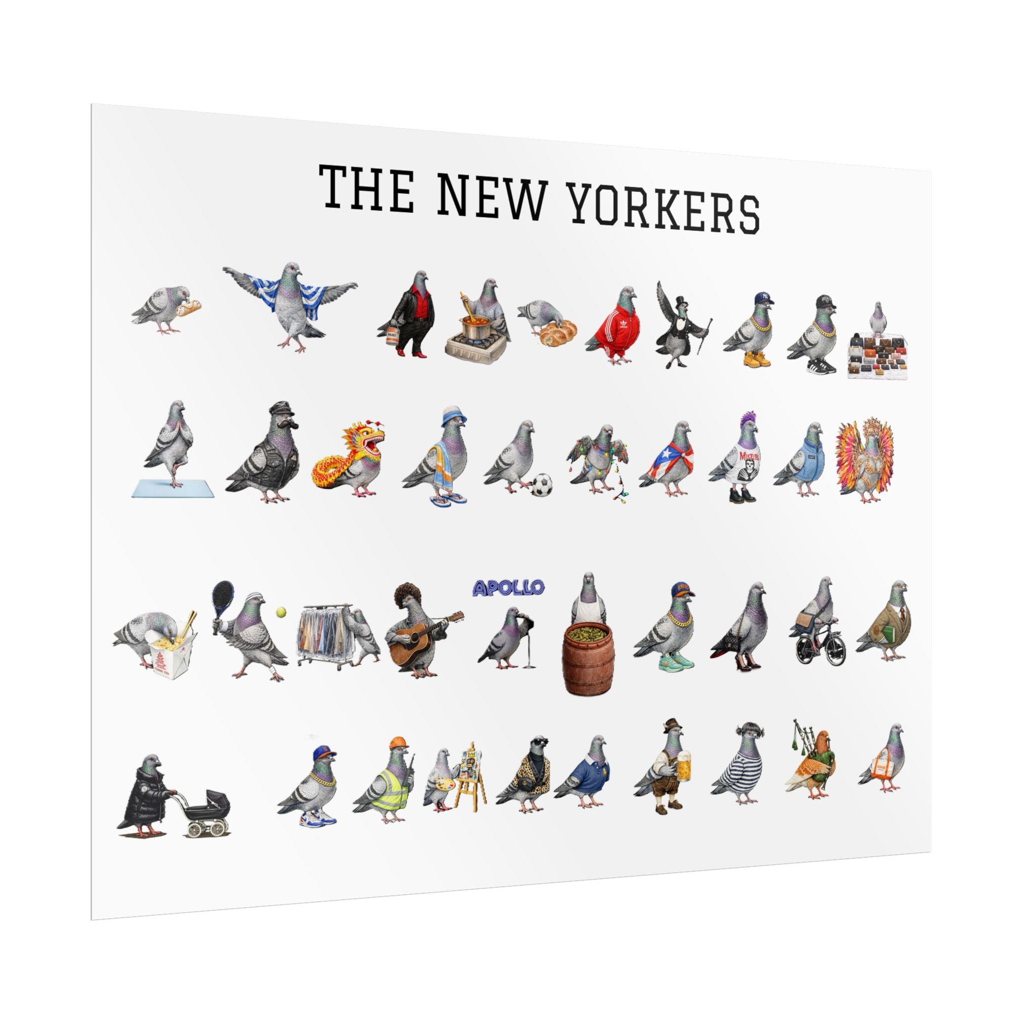 The New Yorkers Neighborhood Pigeons Rolled Poster | NYC Pigeon Gift for Bird Lovers