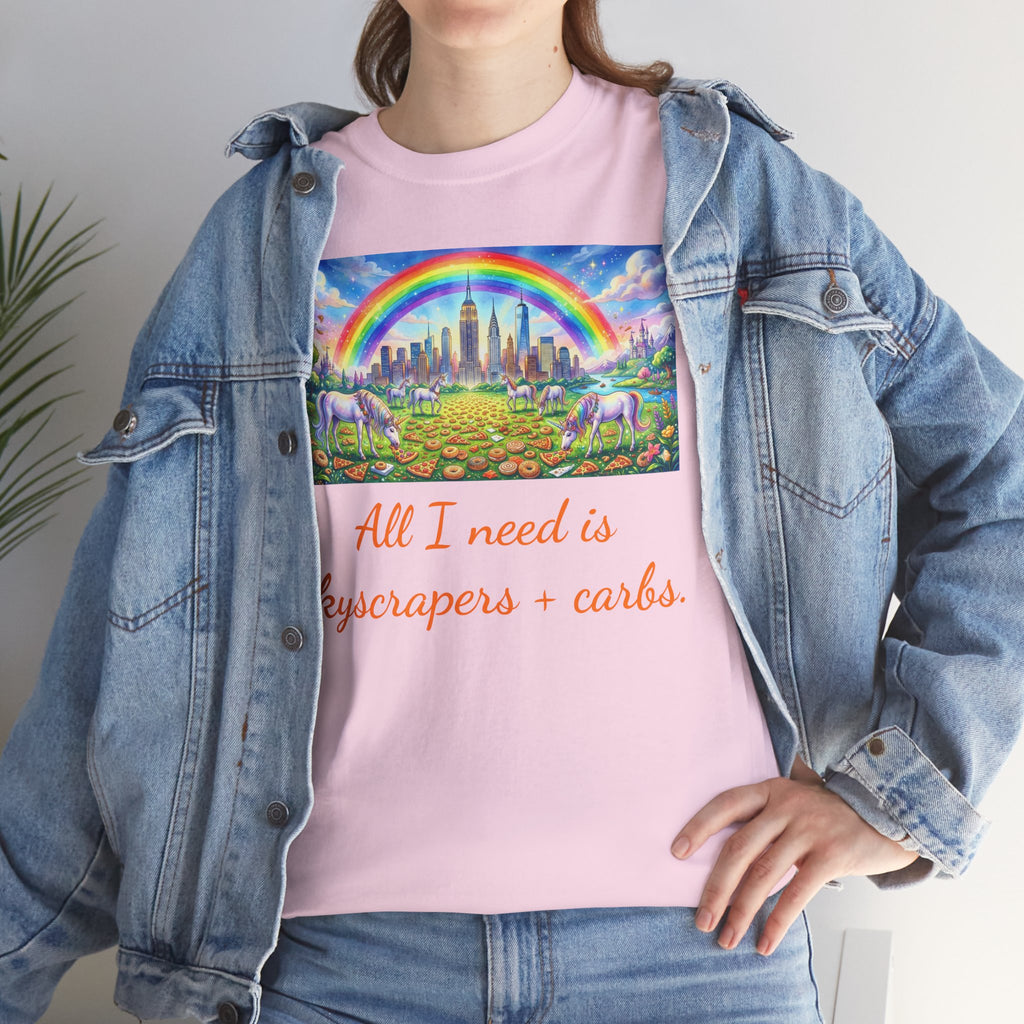 NYC Skyscrapers and Carbs T-Shirt | New York Is a Fairy Tale City Tee
