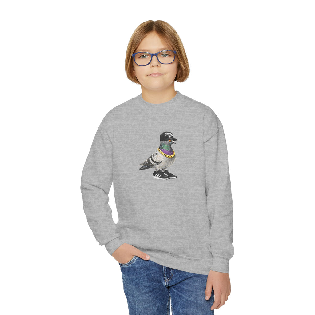 Customizable Brooklyn NYC Pigeon NYC Kids Crewneck Sweatshirt    New York Basketball Fan Bird Lover Childrens Sweater