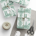 Manhattan NYC Green Toile Gift Wrapping Papers   Chinoiserie Old New York City Gift Wrap Empire State Building Twin Towers Statue of Liberty