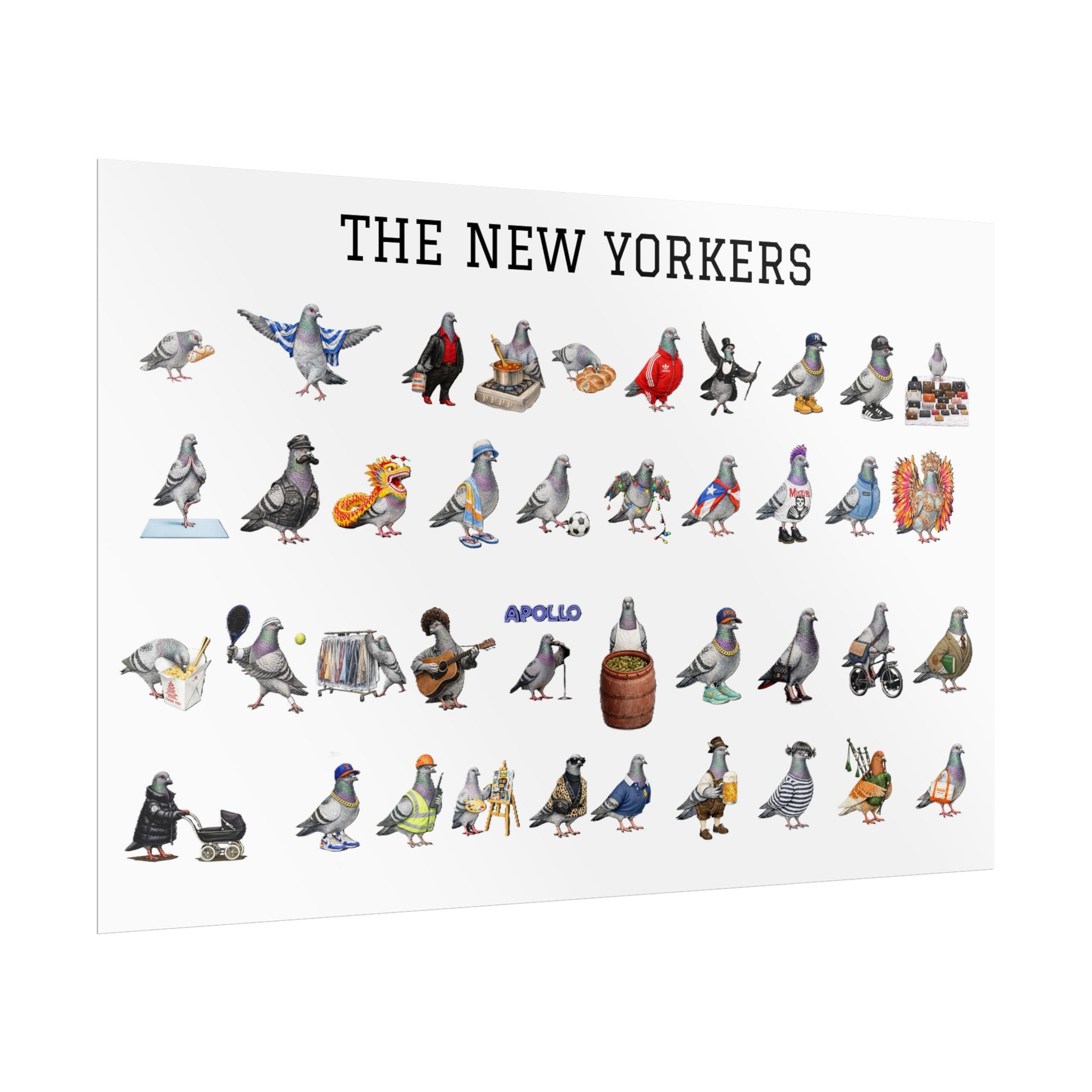 The New Yorkers Neighborhood Pigeons Rolled Poster | NYC Pigeon Gift for Bird Lovers
