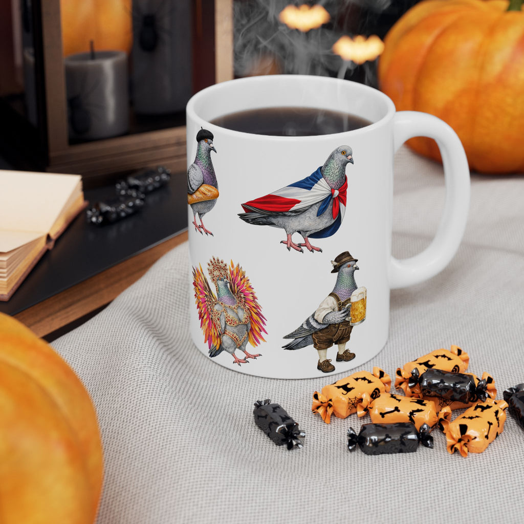 Parade Day New York | NYC Pigeon 11oz Party Time Mug  St. Patrick's Day, Bastille Day, West Indian Day, Puerto Rican Day, Oktoberfest, Dominican Day, Chinese New Year, Gay Pride